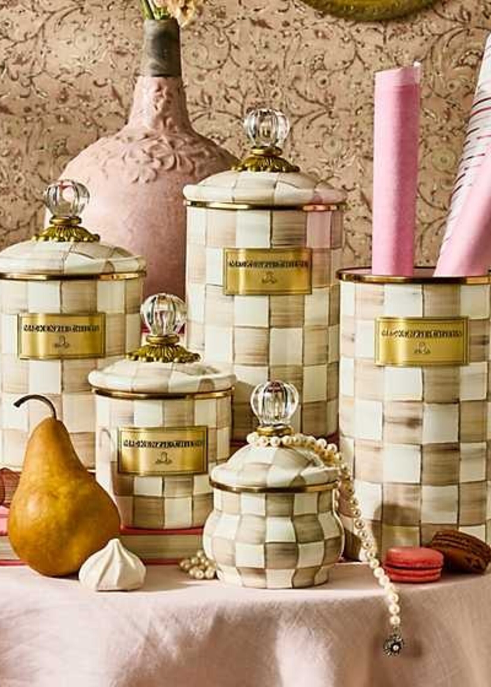 Mackenzie-Childs Mocha Check Large Canister