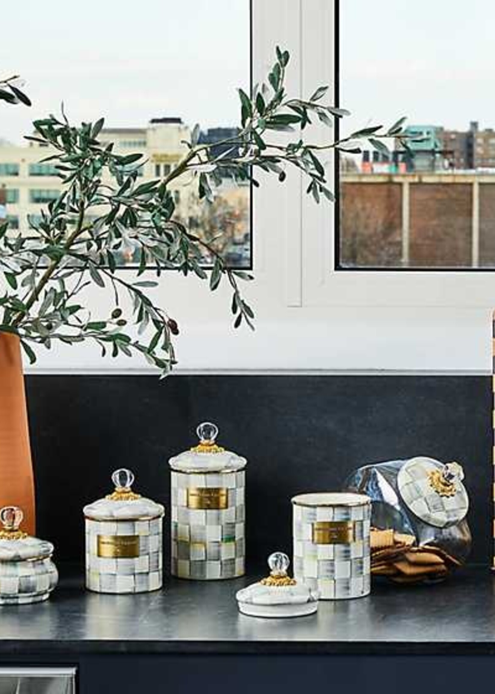 Mackenzie-Childs Sterling Check Large Canister