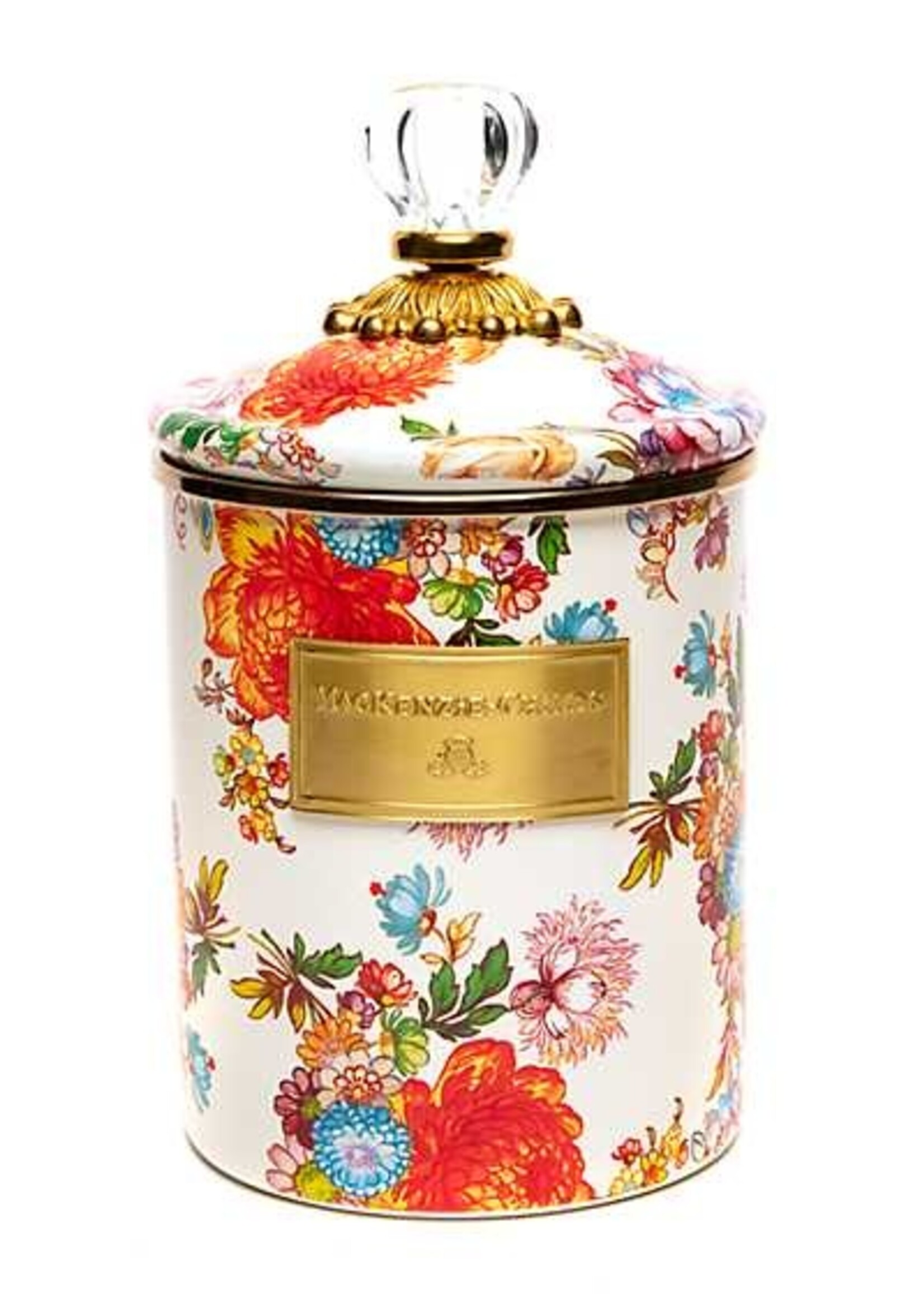 Mackenzie-Childs White Flower Market Medium Canister