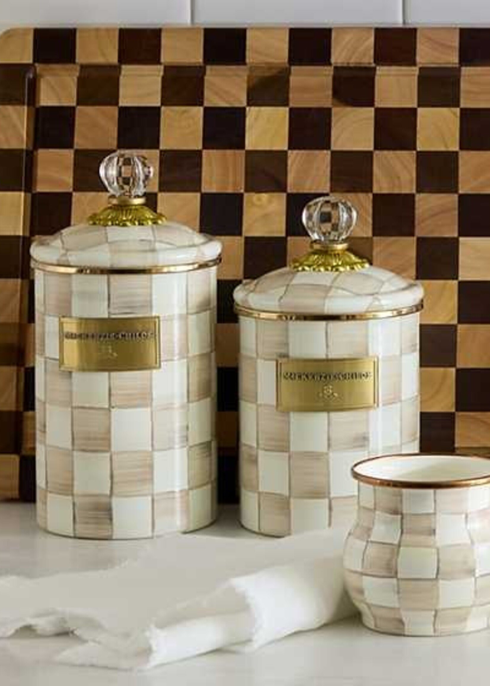 Mackenzie-Childs Mocha Check Medium Canister