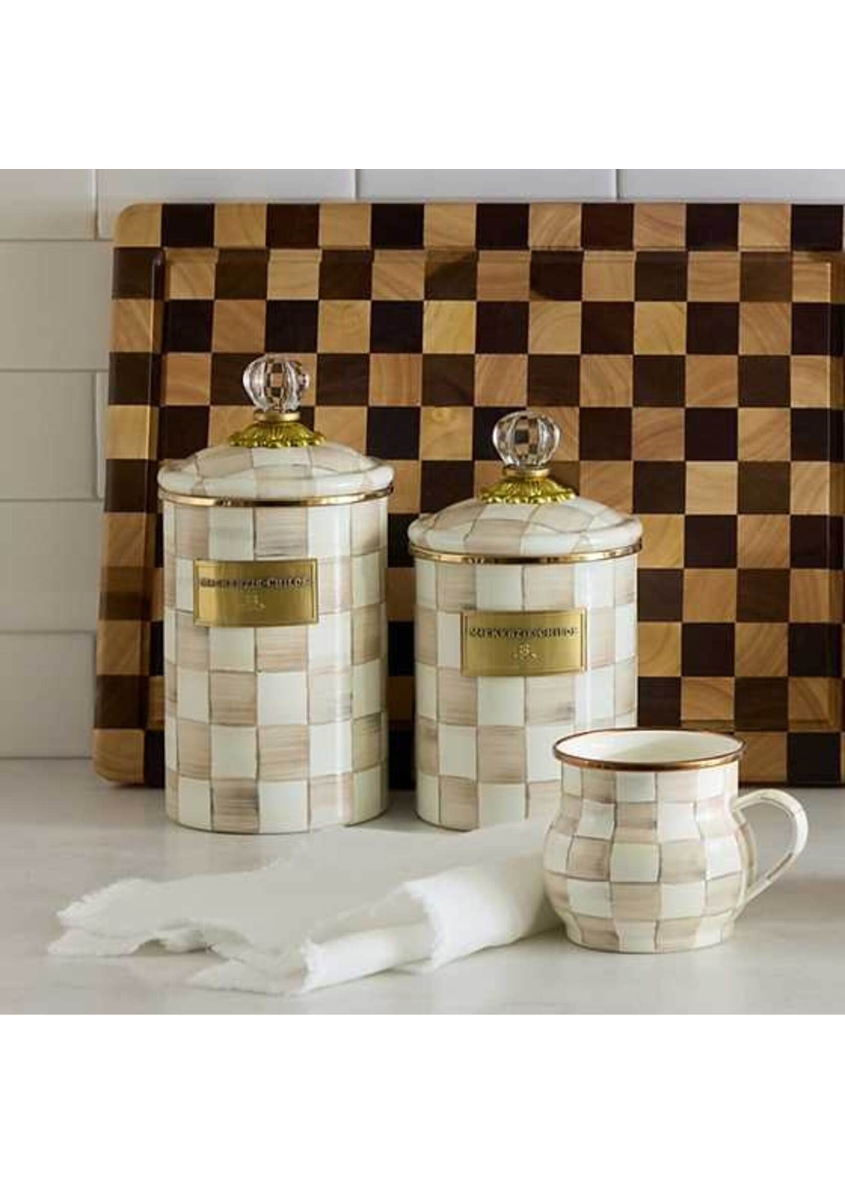 Mackenzie-Childs Mocha Check Medium Canister