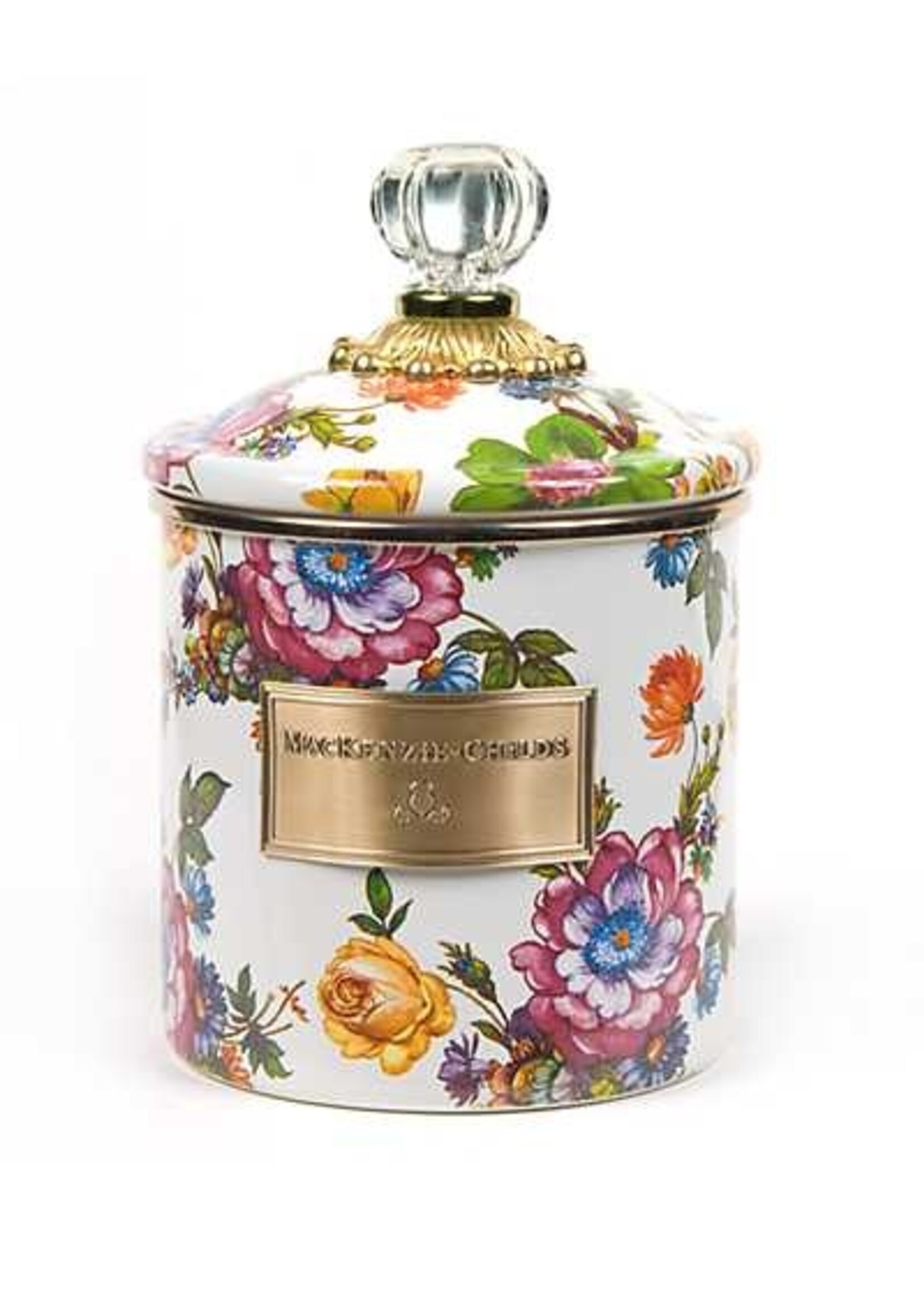 Mackenzie-Childs White Flower Market Small Canister