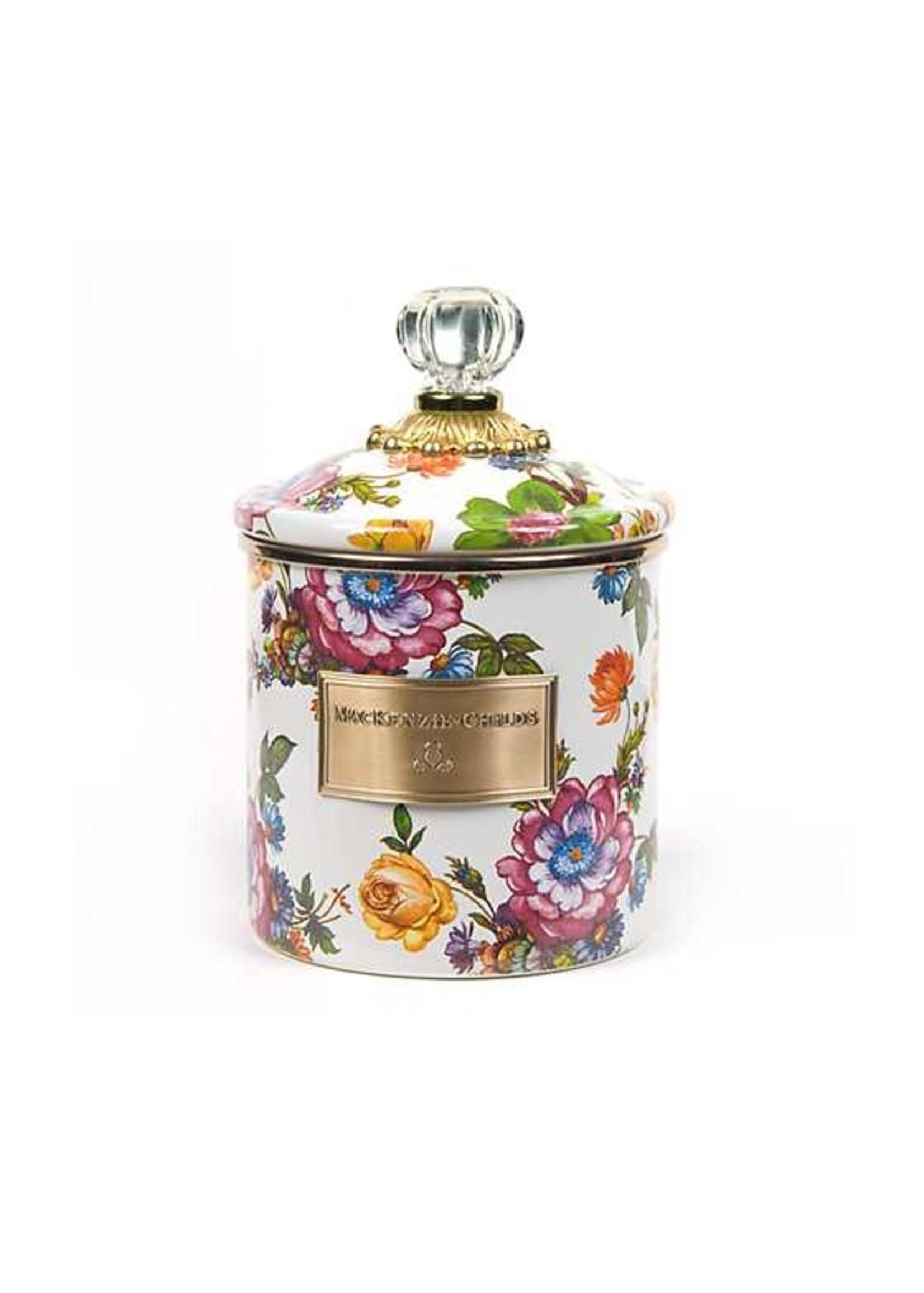 Mackenzie-Childs White Flower Market Small Canister