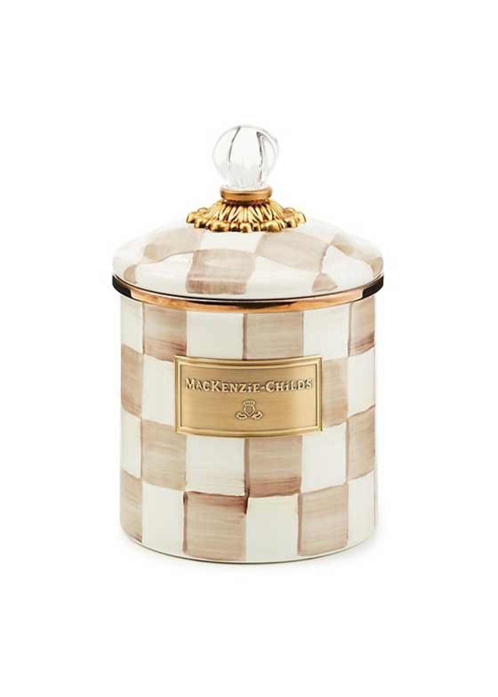 Mackenzie-Childs Mocha Check Small Canister