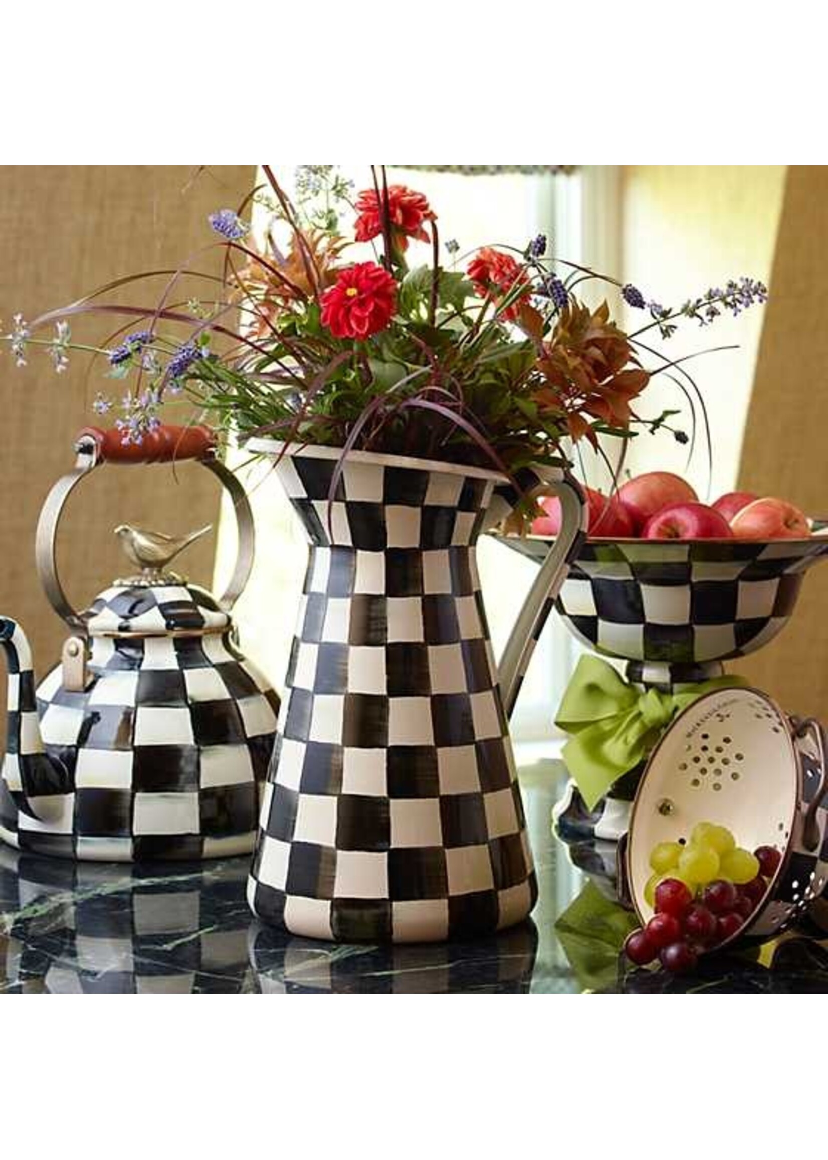 Mackenzie-Childs Courtly Check Large Practical Pitcher