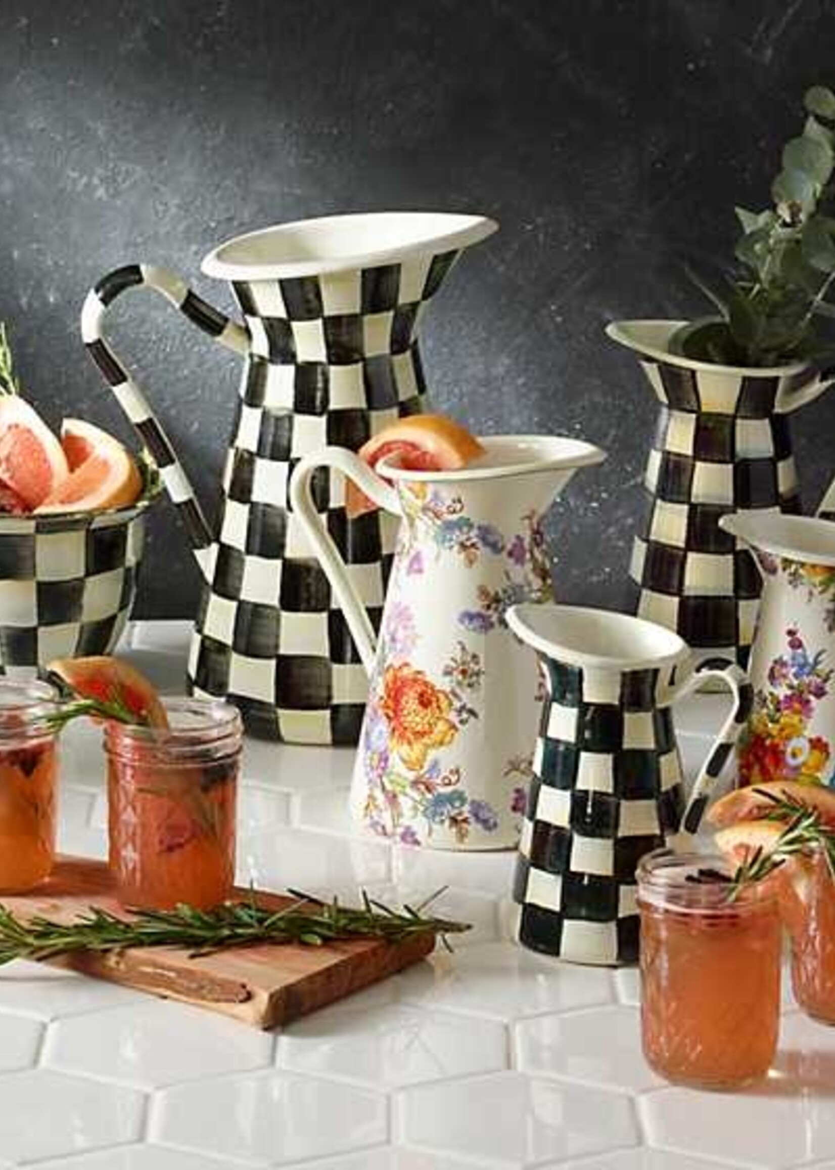Mackenzie-Childs Courtly Check Large Practical Pitcher