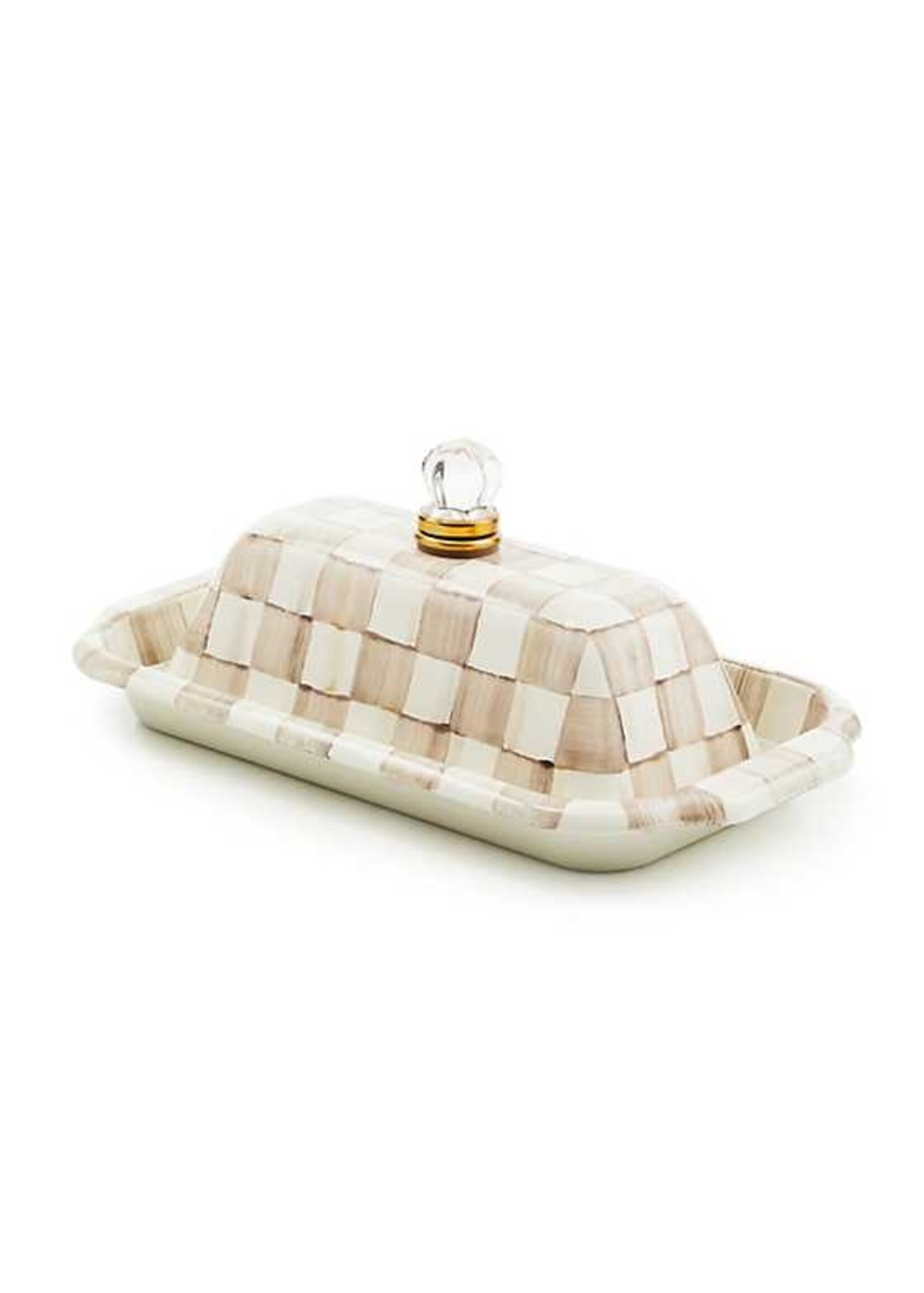 Mackenzie-Childs Mocha Check Butter Box