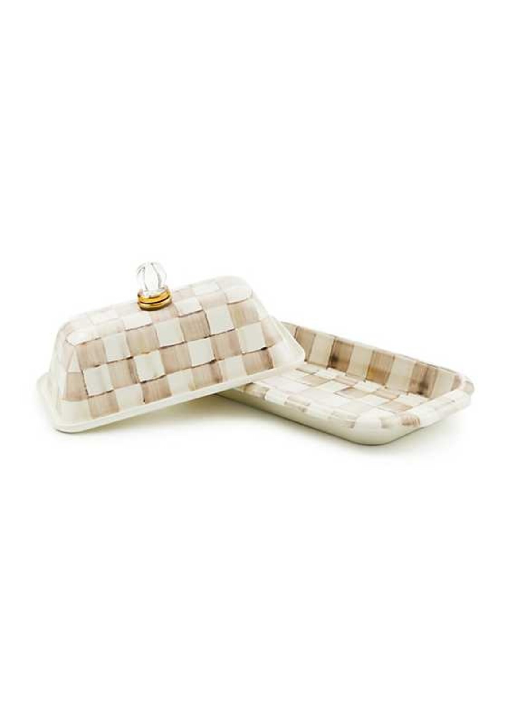 Mackenzie-Childs Mocha Check Butter Box