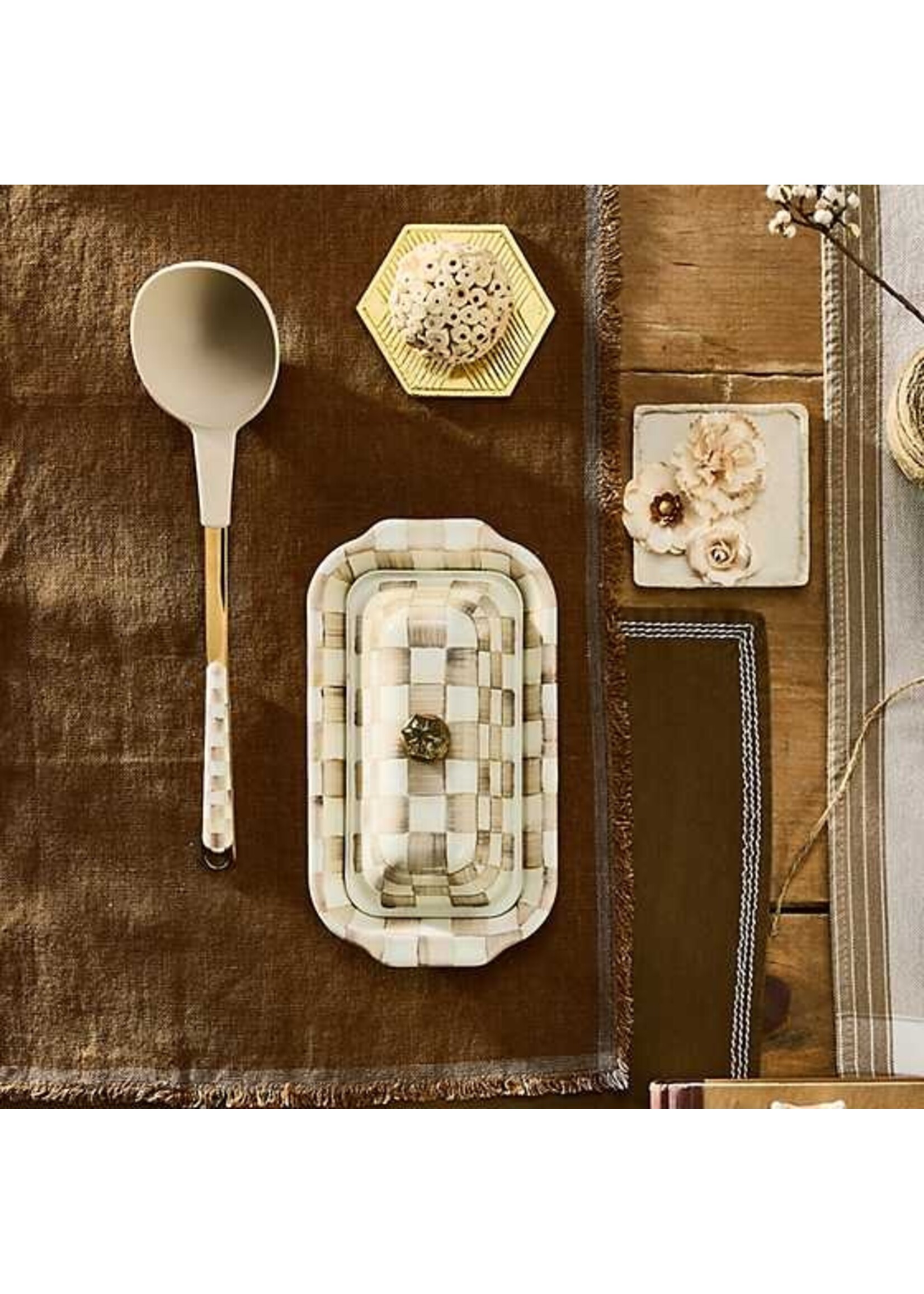 Mackenzie-Childs Mocha Check Butter Box