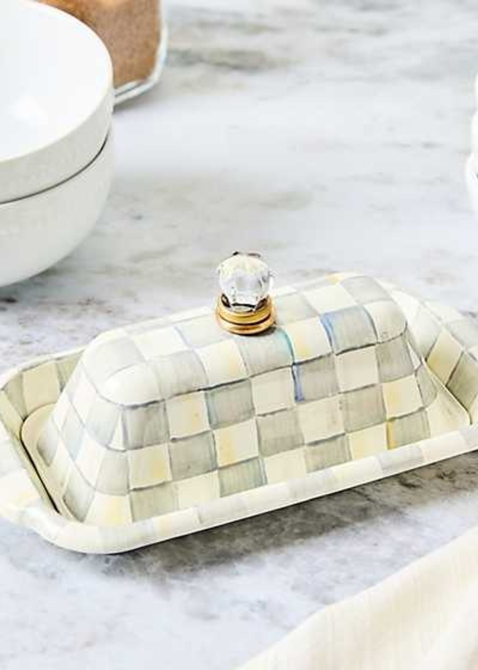 Mackenzie-Childs Sterling Check Butter Box