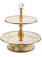 Mackenzie-Childs Mocha Check Two Tier Sweet Stand