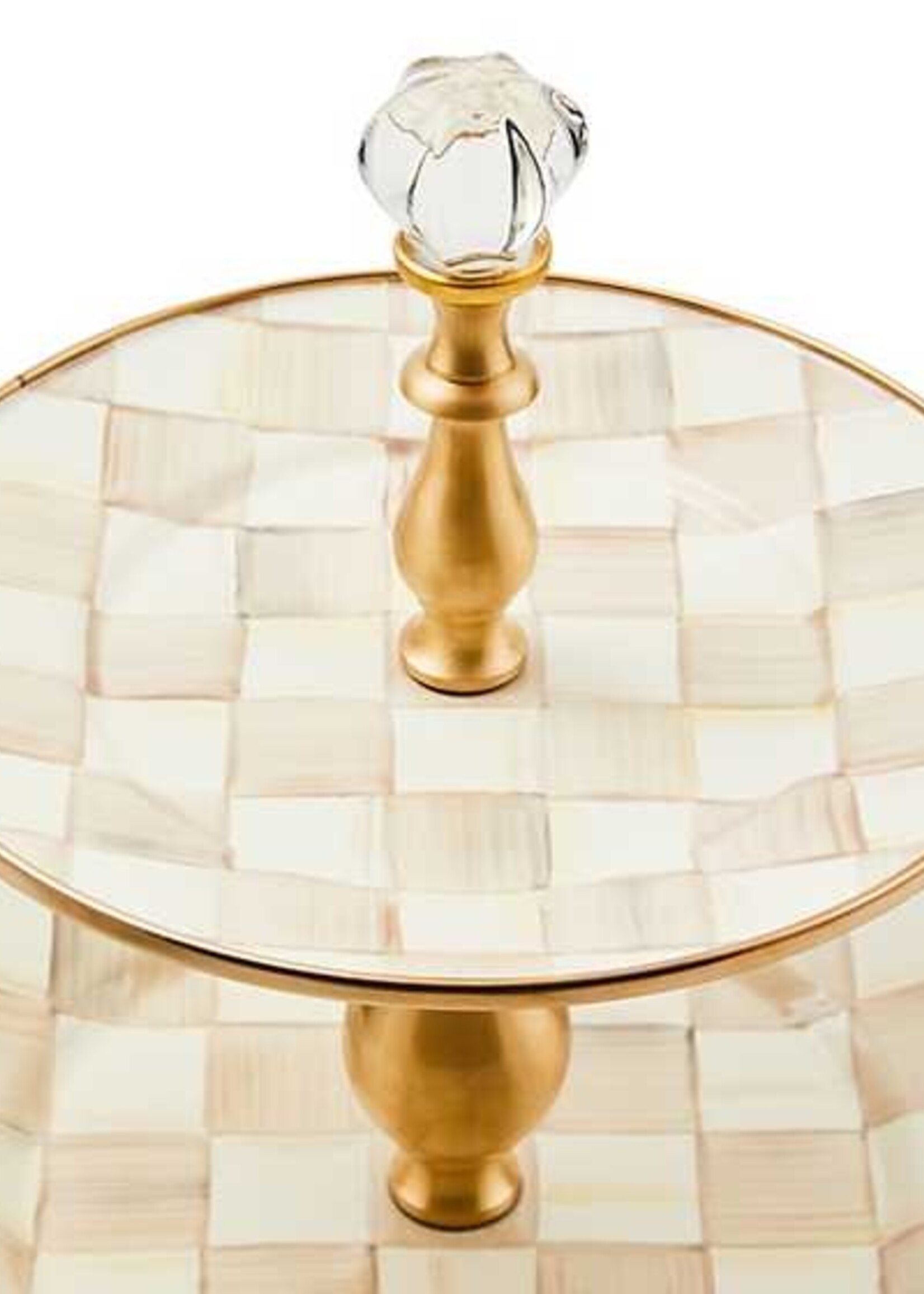 Mackenzie-Childs Mocha Check Two Tier Sweet Stand