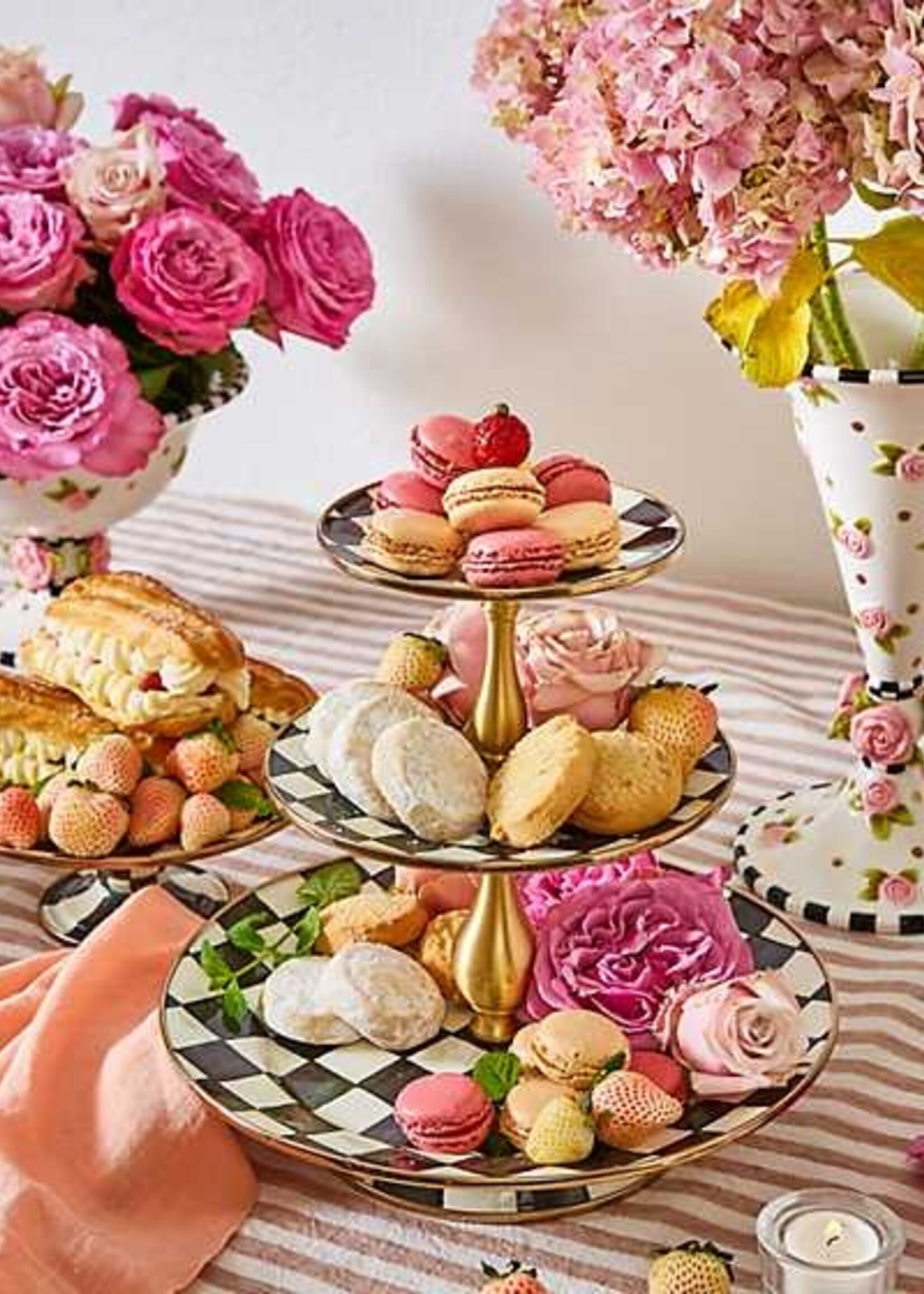 Mackenzie-Childs Courtly Check Three Tier Sweet Stand