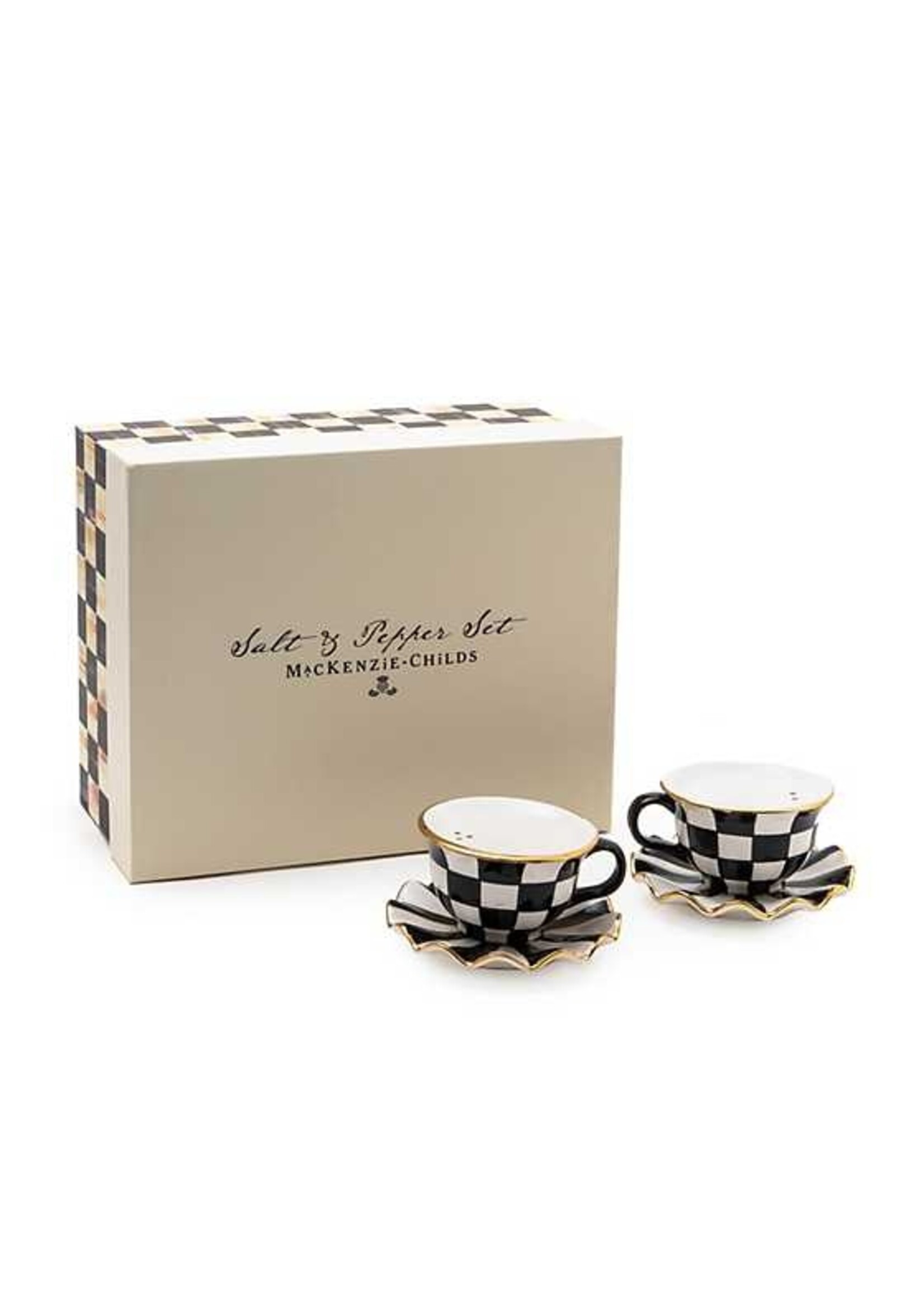 Mackenzie-Childs Courtly Teacup Salt & Pepper Set