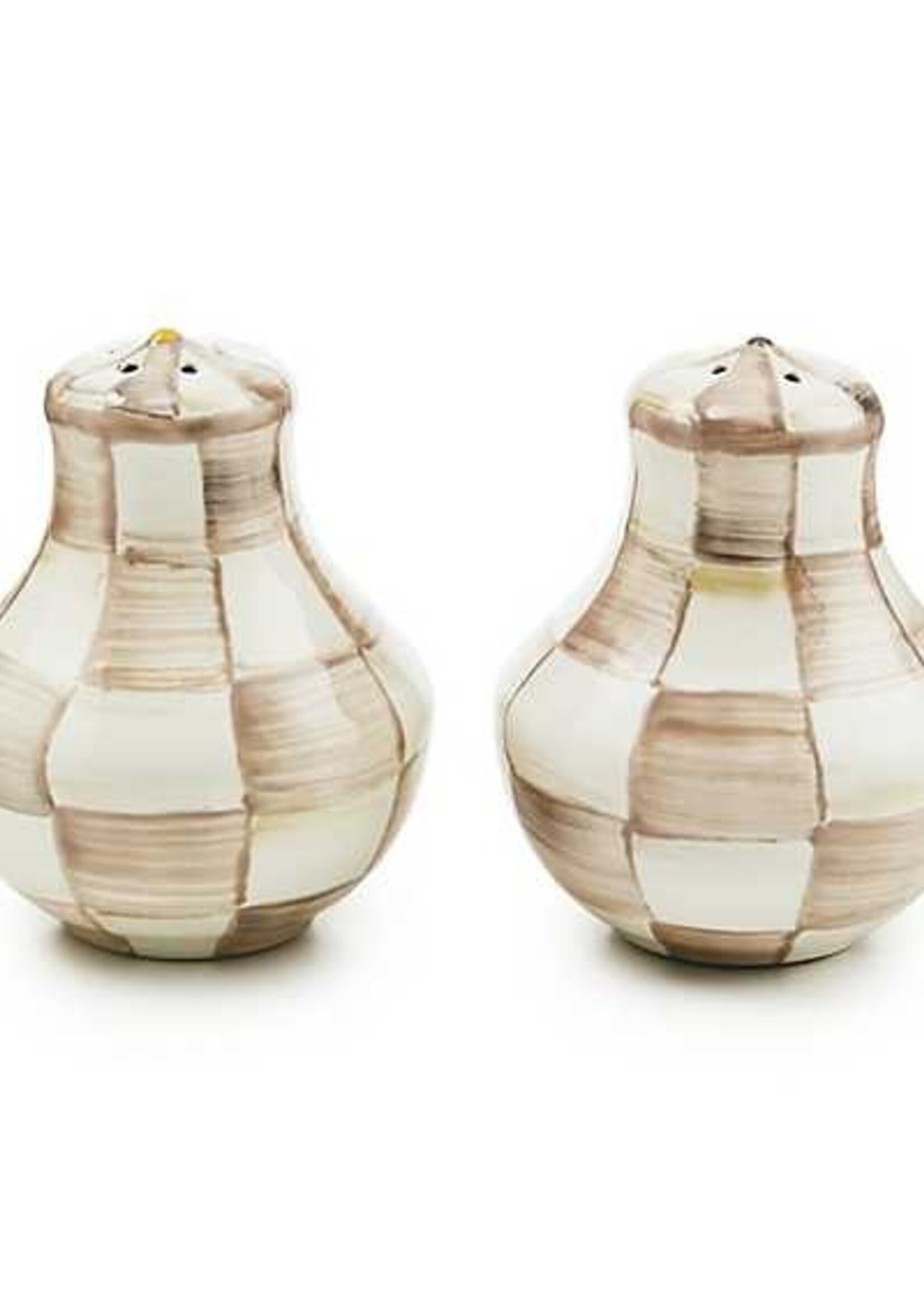 Mackenzie-Childs Mocha Check Salt & Pepper Shakers