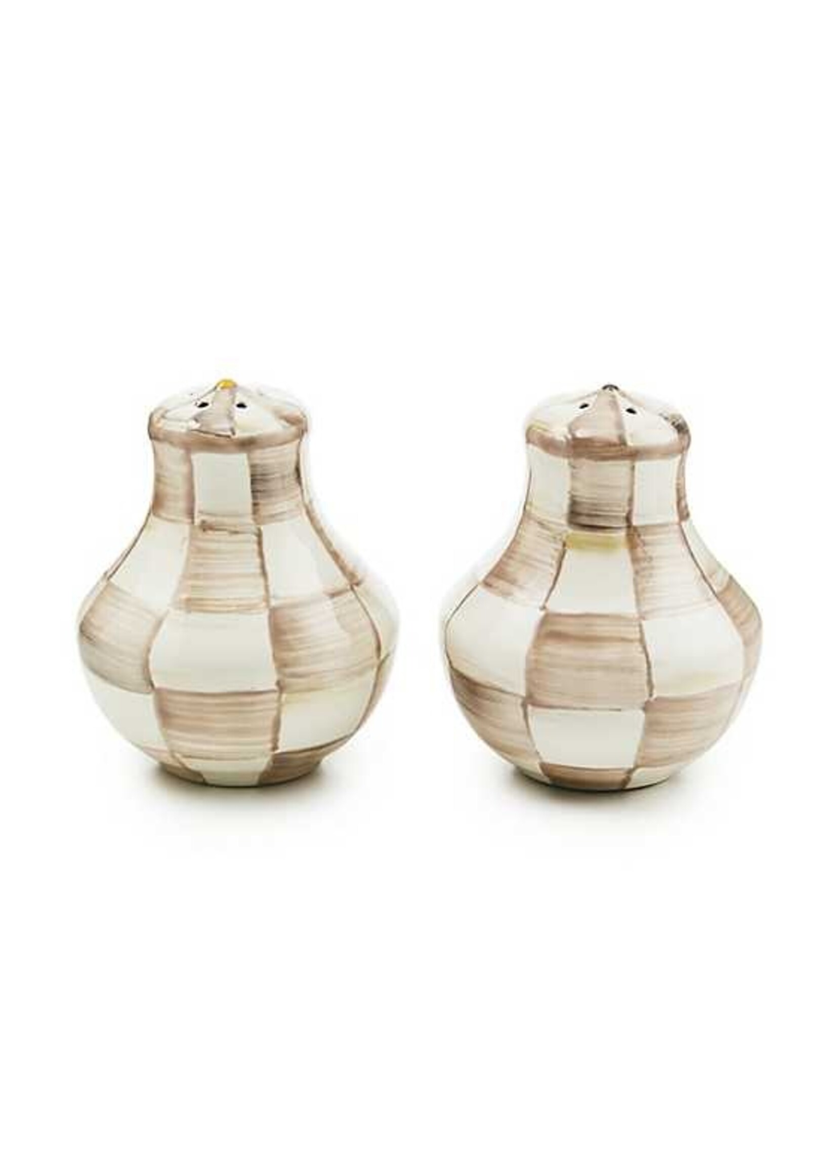 Mackenzie-Childs Mocha Check Salt & Pepper Shakers