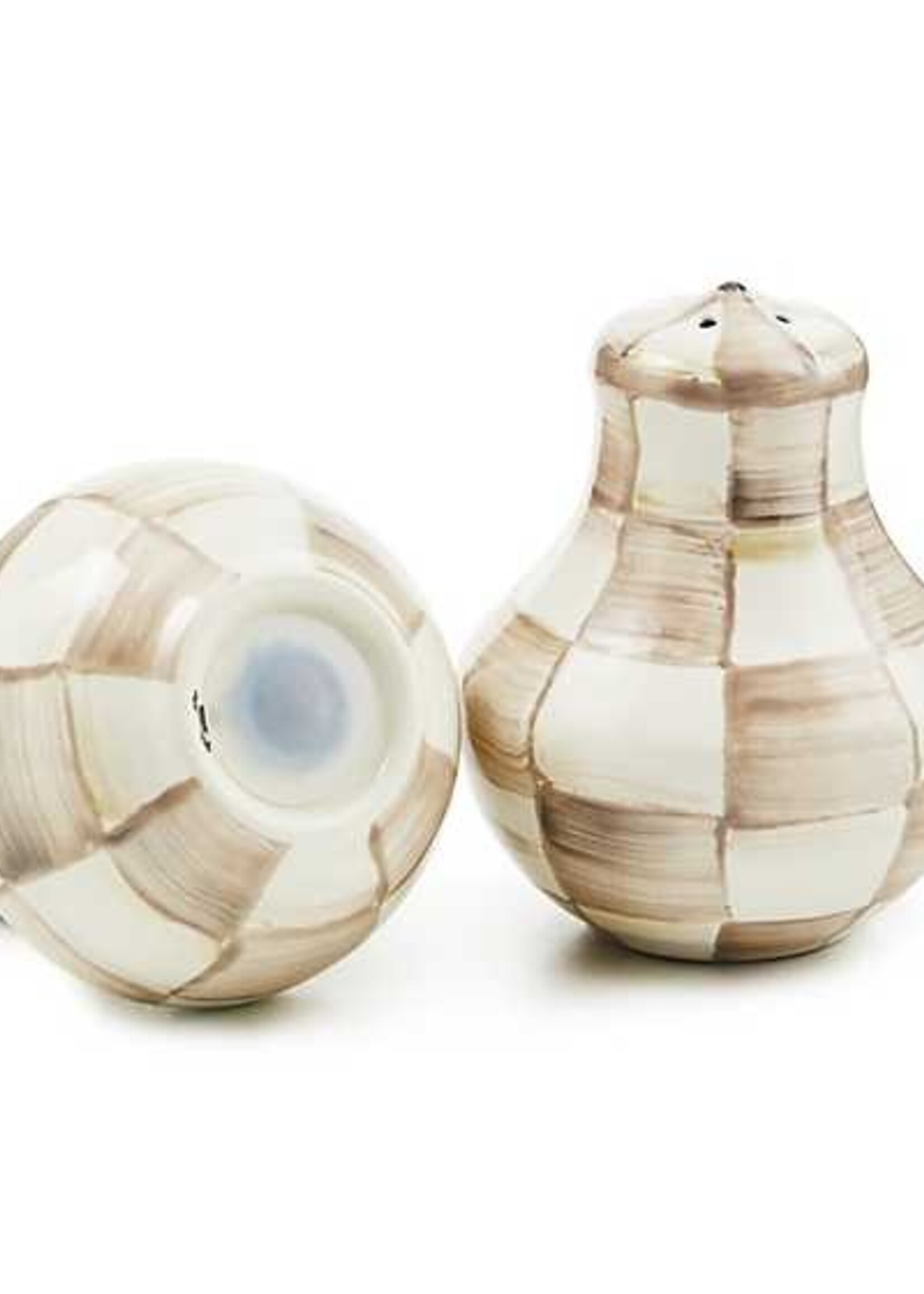 Mackenzie-Childs Mocha Check Salt & Pepper Shakers