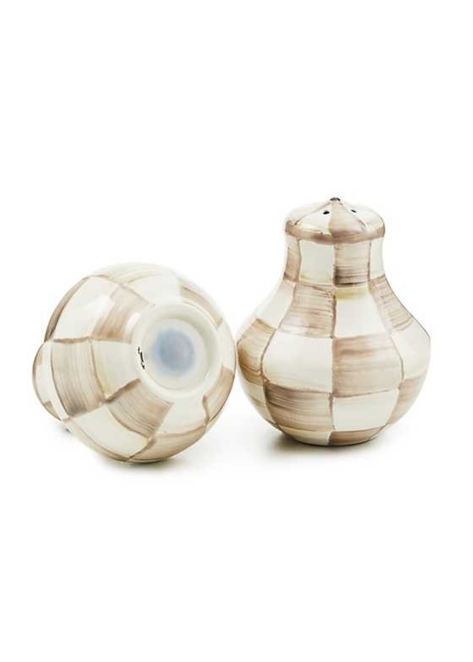 Mackenzie-Childs Mocha Check Salt & Pepper Shakers