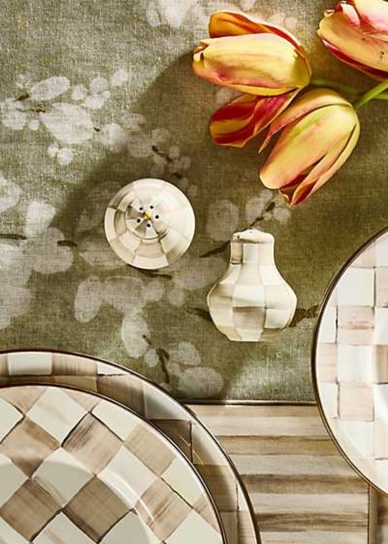 Mackenzie-Childs Mocha Check Salt & Pepper Shakers