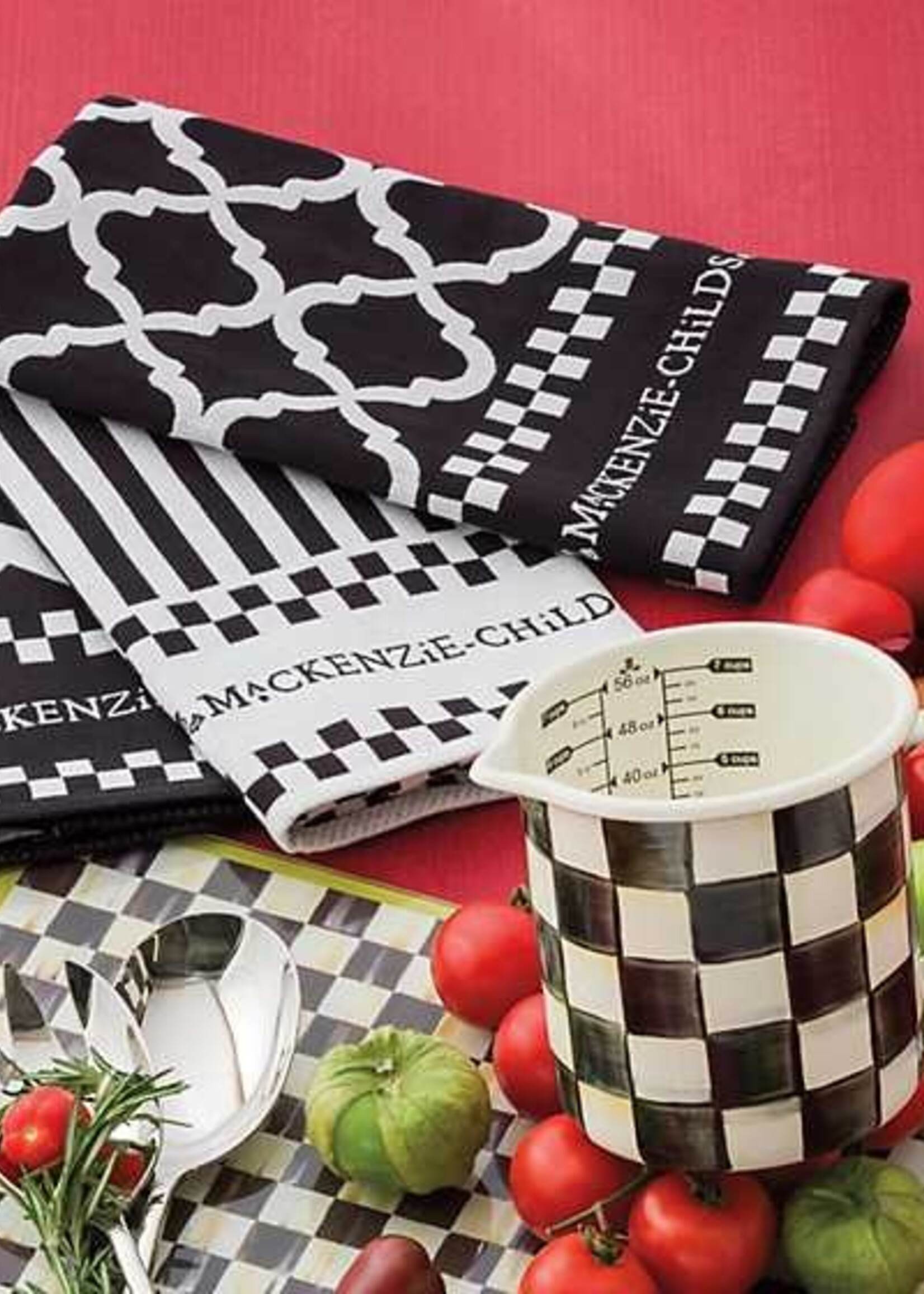 Mackenzie-Childs Black & White Zig Zag Dish Towels Set of 3