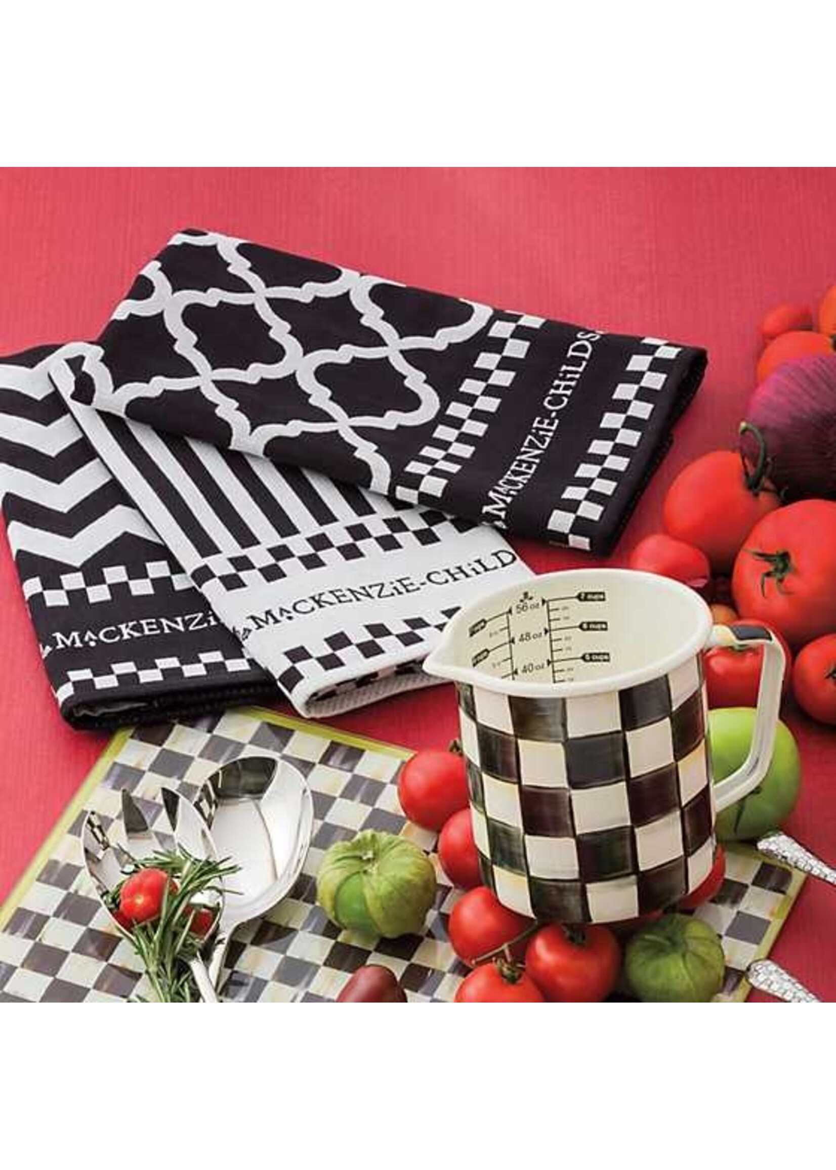 Mackenzie-Childs Black & White Zig Zag Dish Towels Set of 3