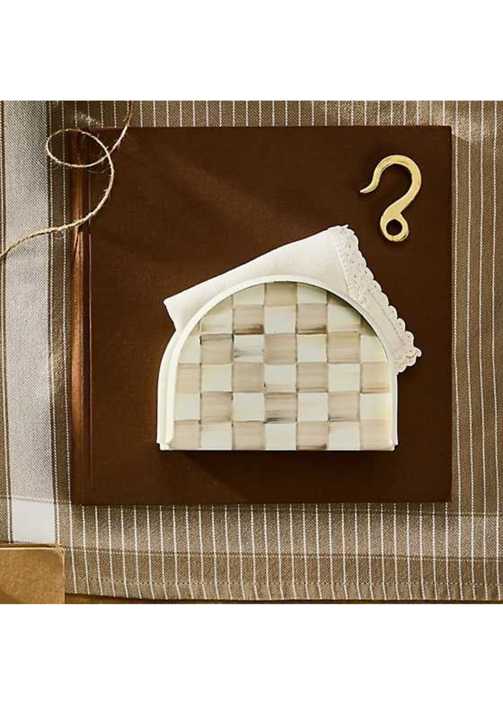 Mackenzie-Childs Mocha Check Napkin Holder