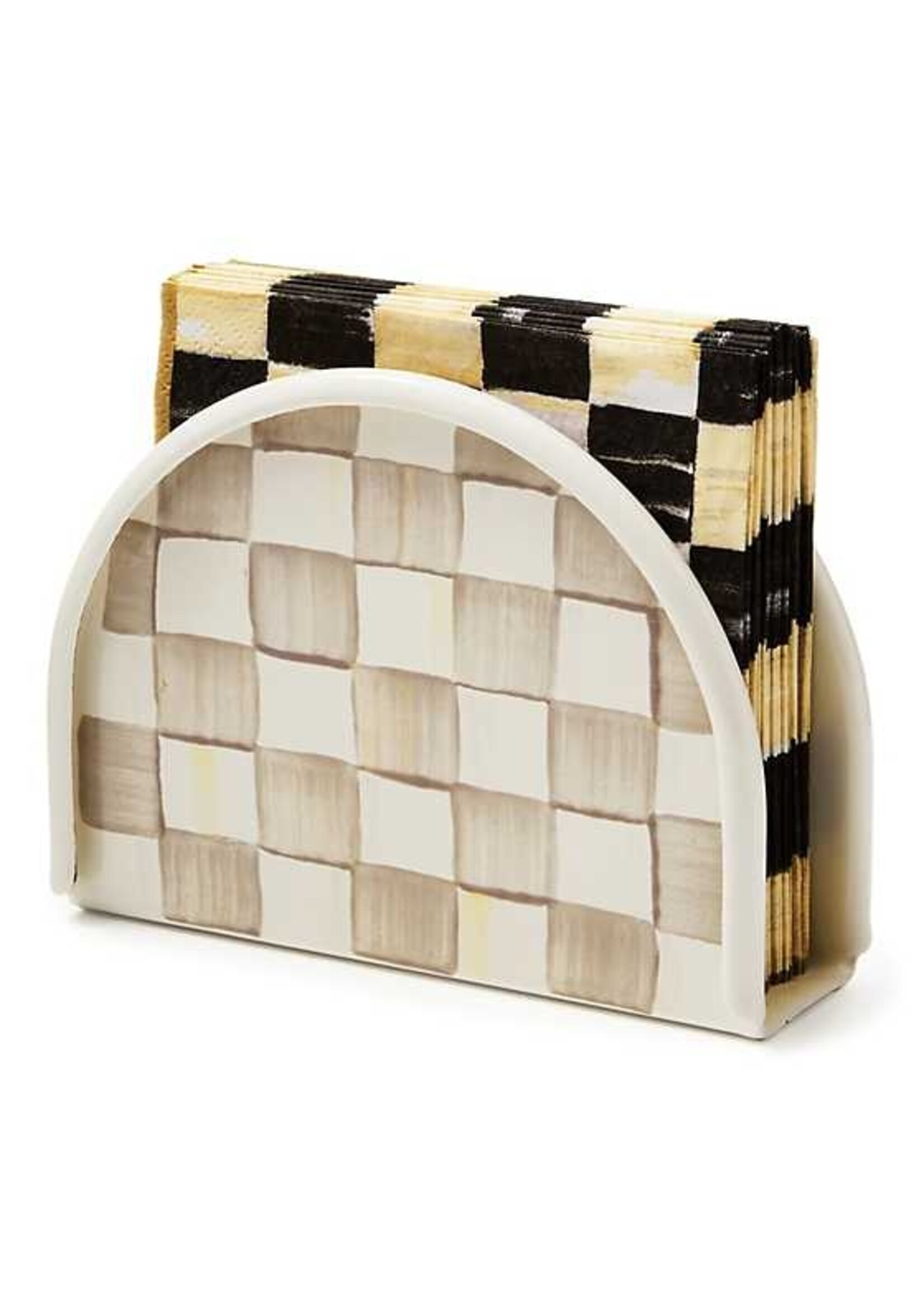 Mackenzie-Childs Mocha Check Napkin Holder