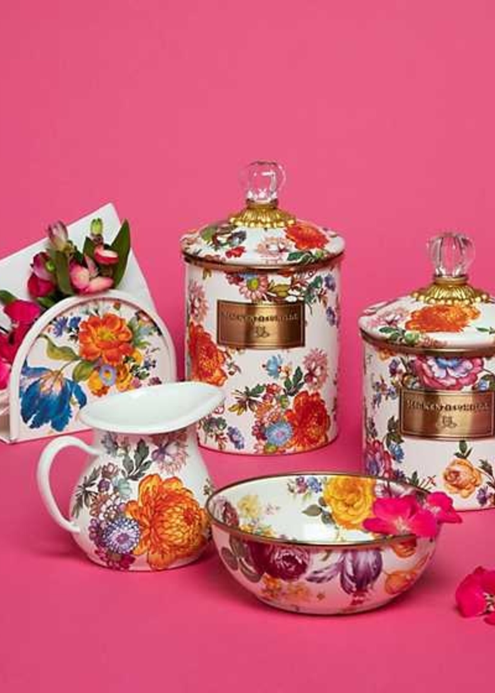 Mackenzie-Childs White Flower Market Napkin Holder