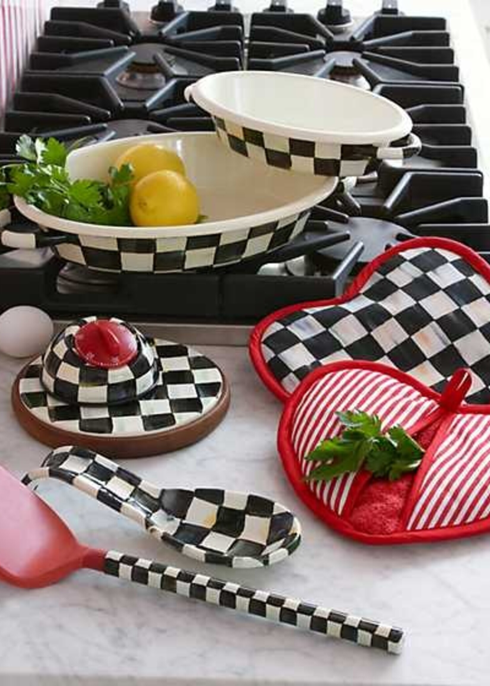 Mackenzie-Childs Courtly Check Medium Oval Gratin Dish
