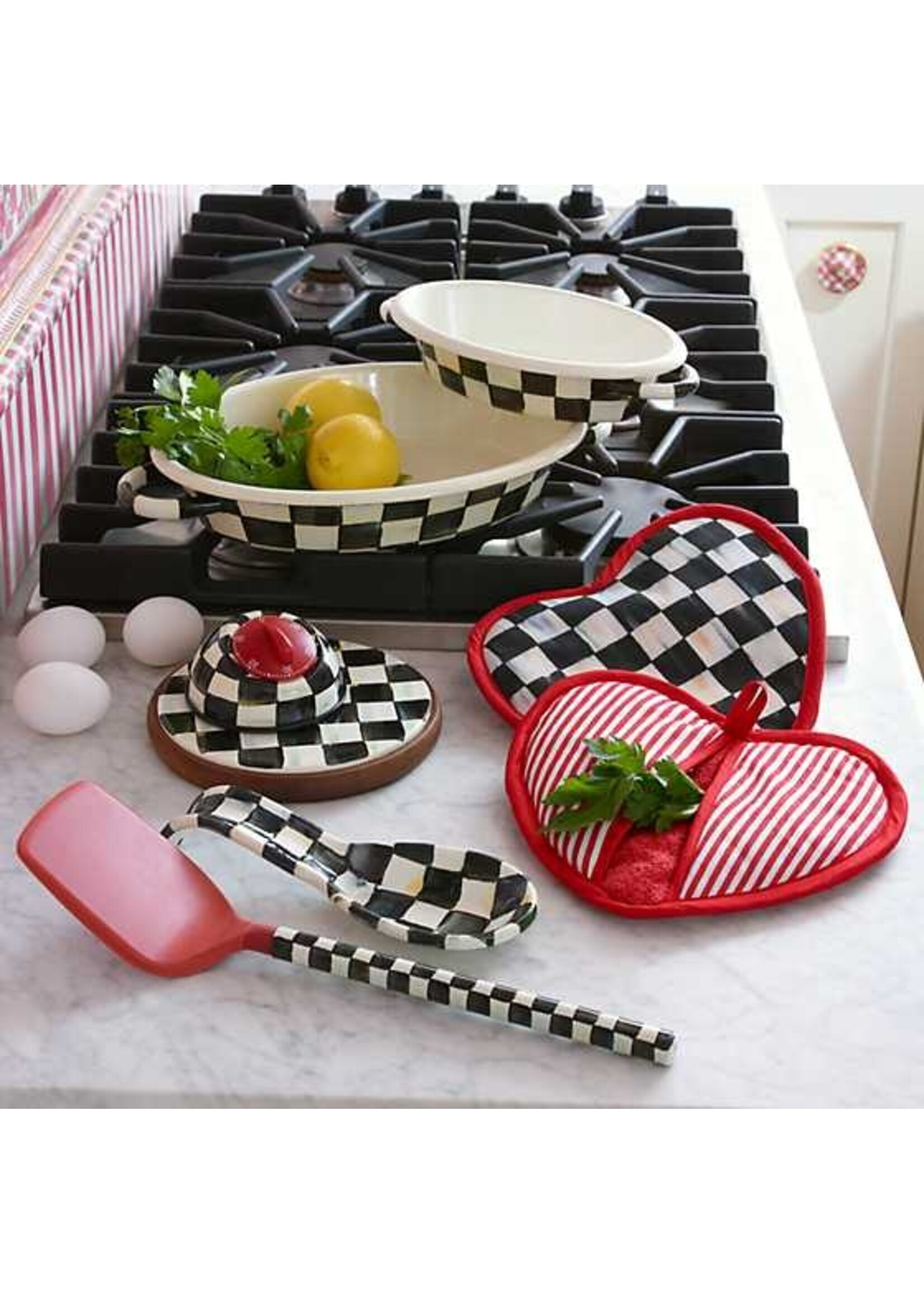 Mackenzie-Childs Courtly Check Medium Oval Gratin Dish