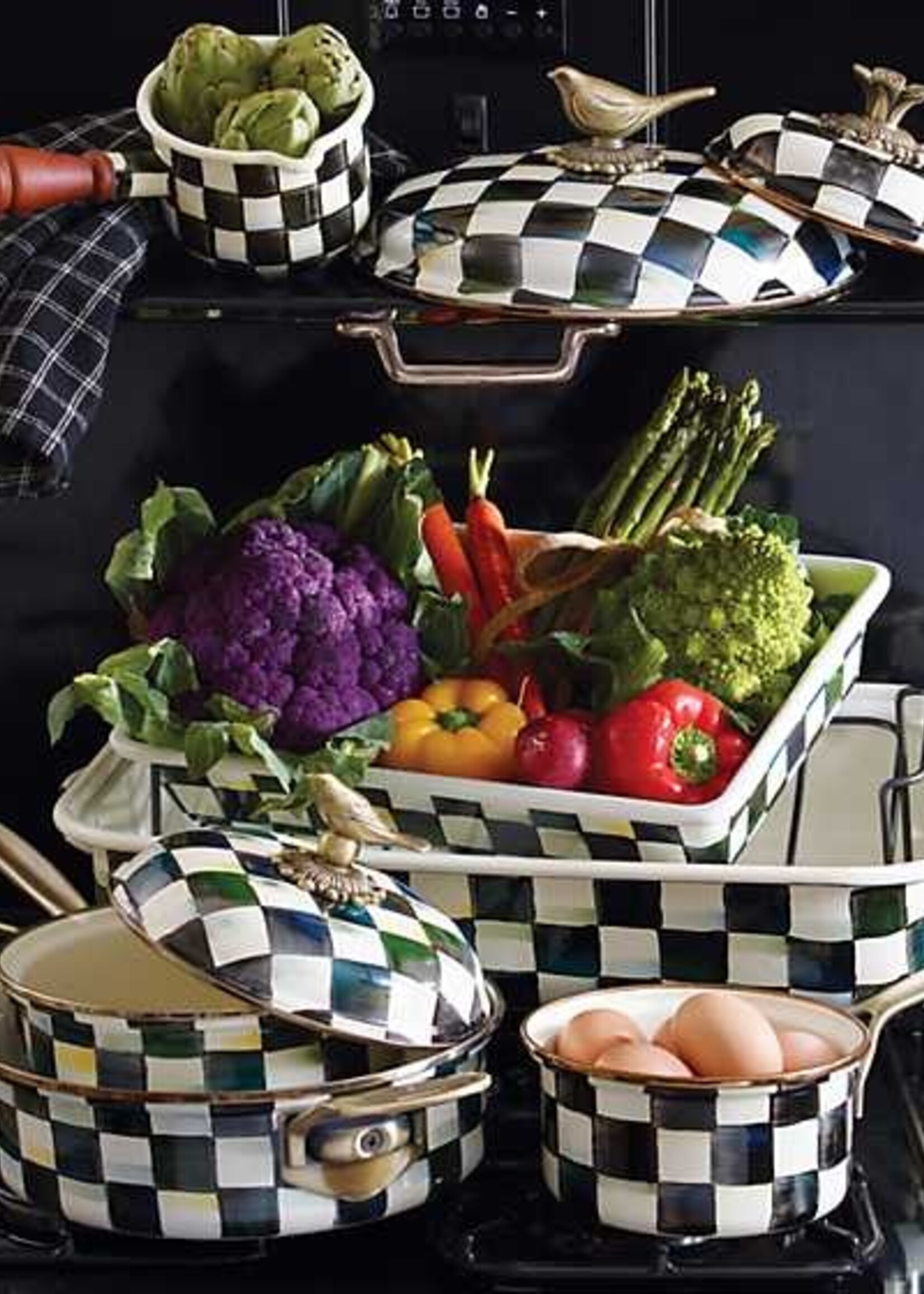 Mackenzie-Childs Courtly Check 1 Quart Saucepan