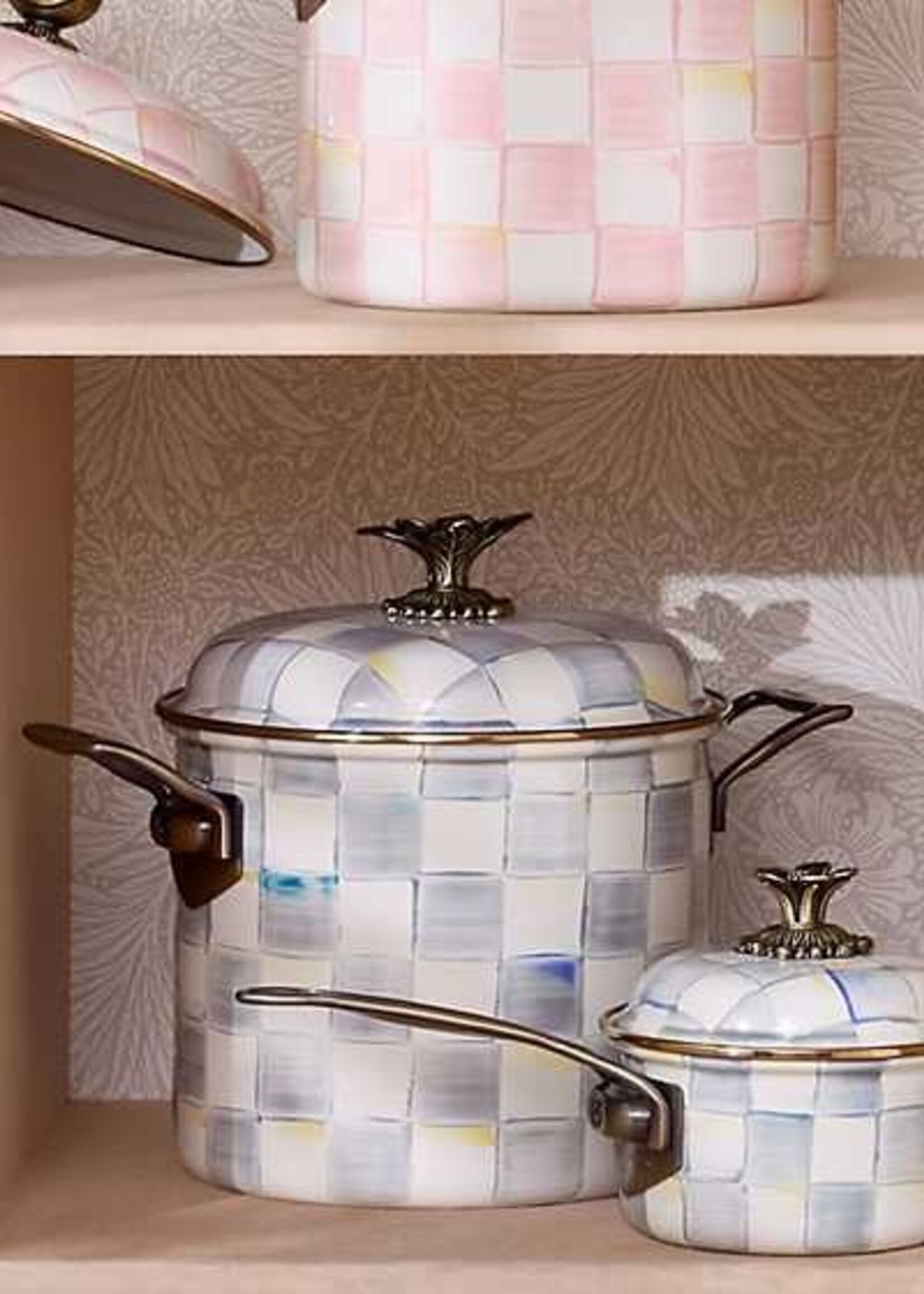 Mackenzie-Childs Sterling Check 7 Quart Stockpot