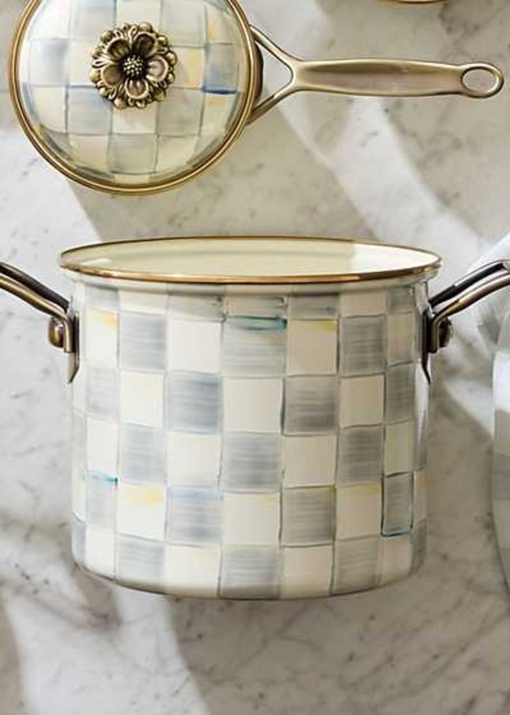Mackenzie-Childs Sterling Check 7 Quart Stockpot