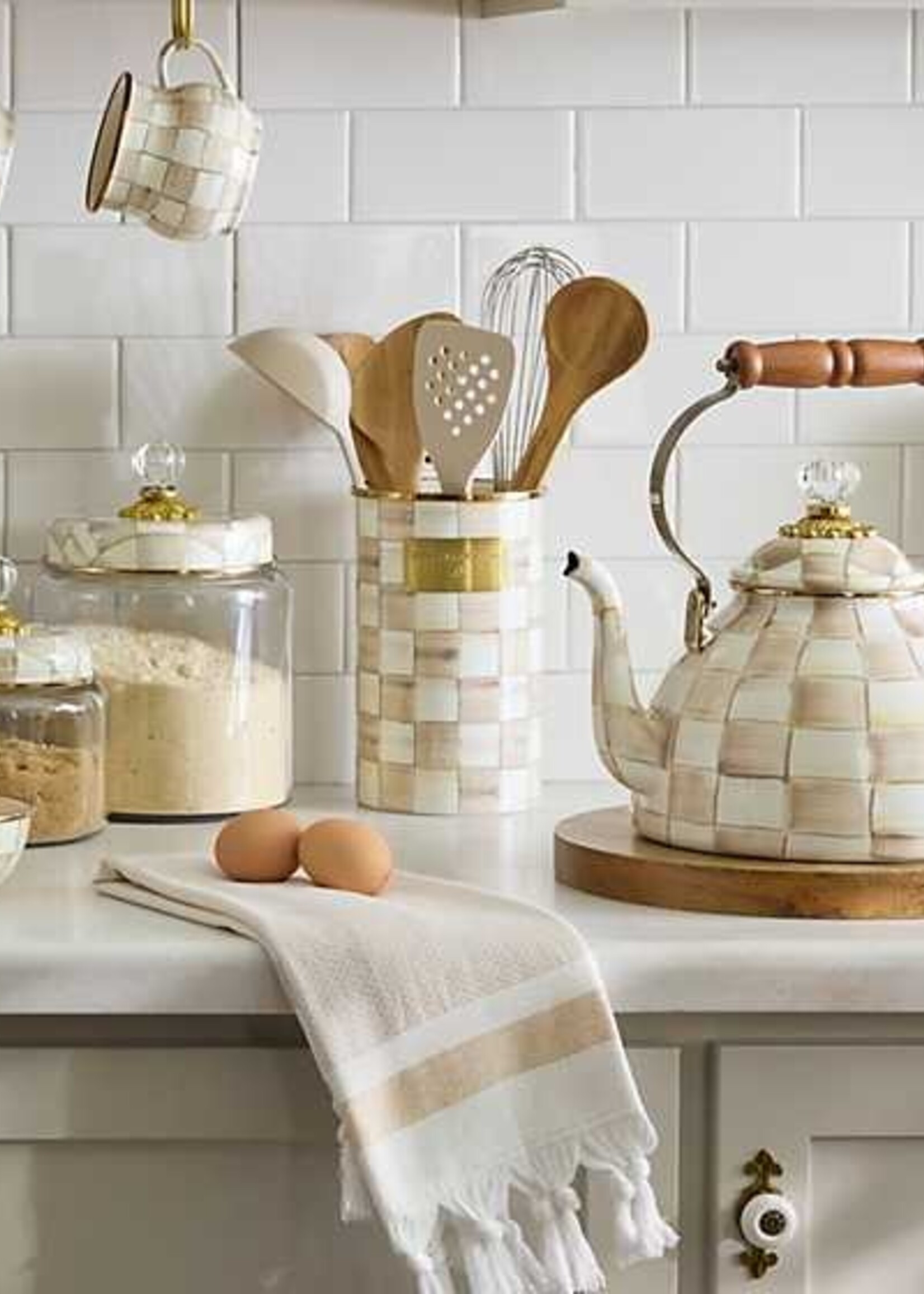 Mackenzie-Childs Mocha Check Utensil Holder