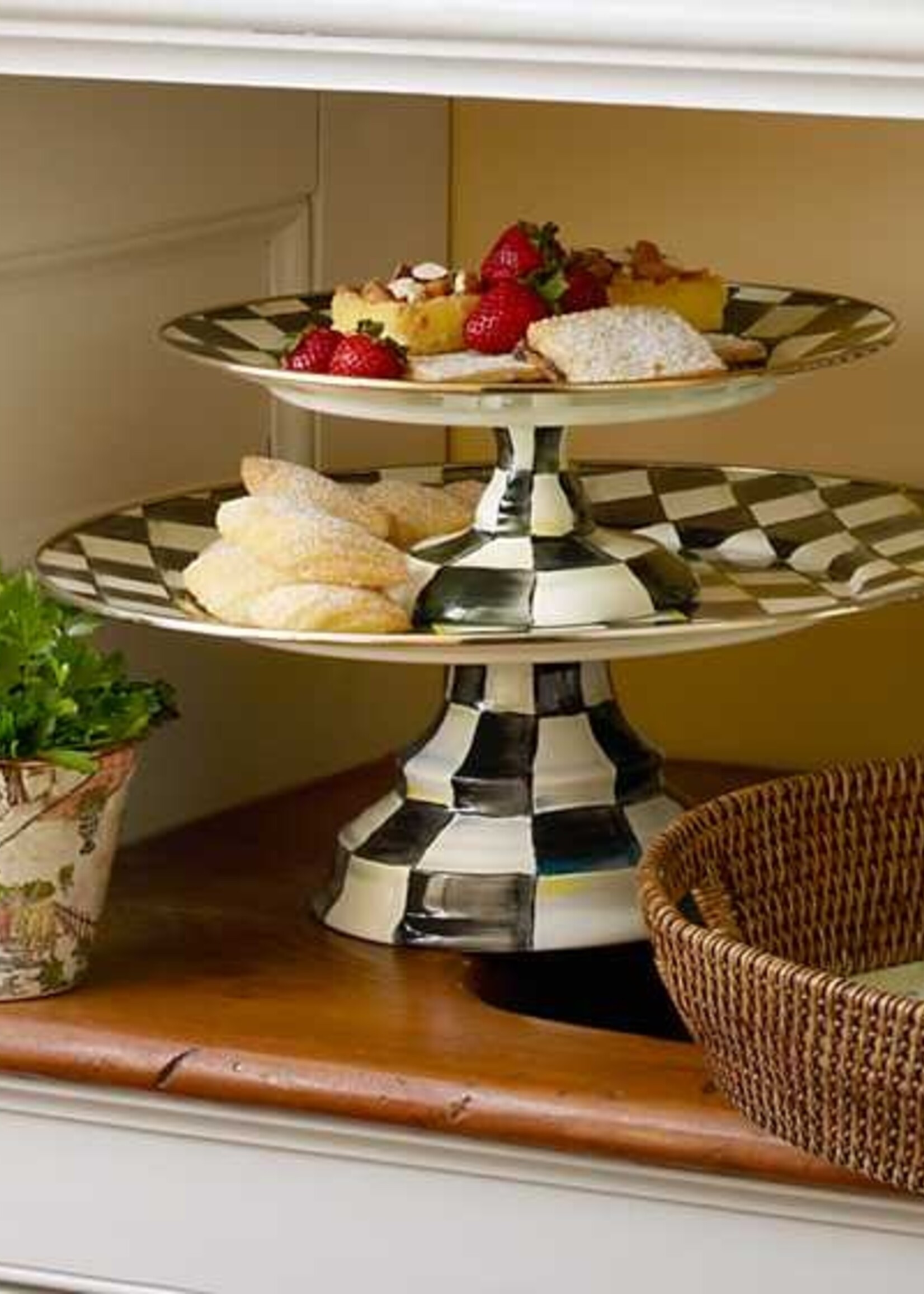 Mackenzie-Childs Courtly Check Small Pedestal Platter