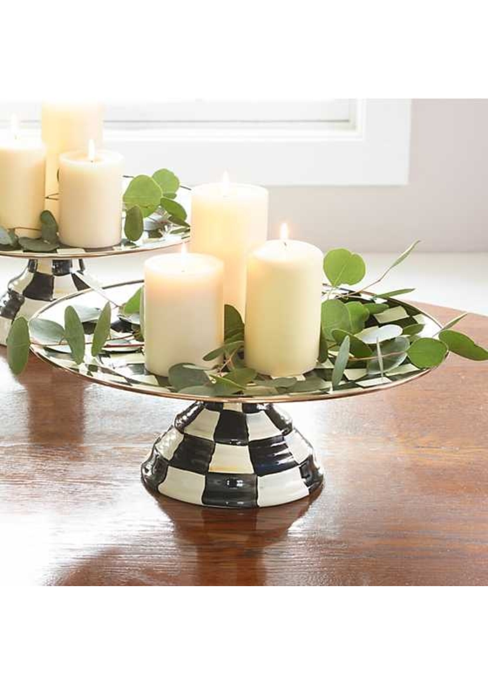 Mackenzie-Childs Courtly Check Large Pedestal Platter