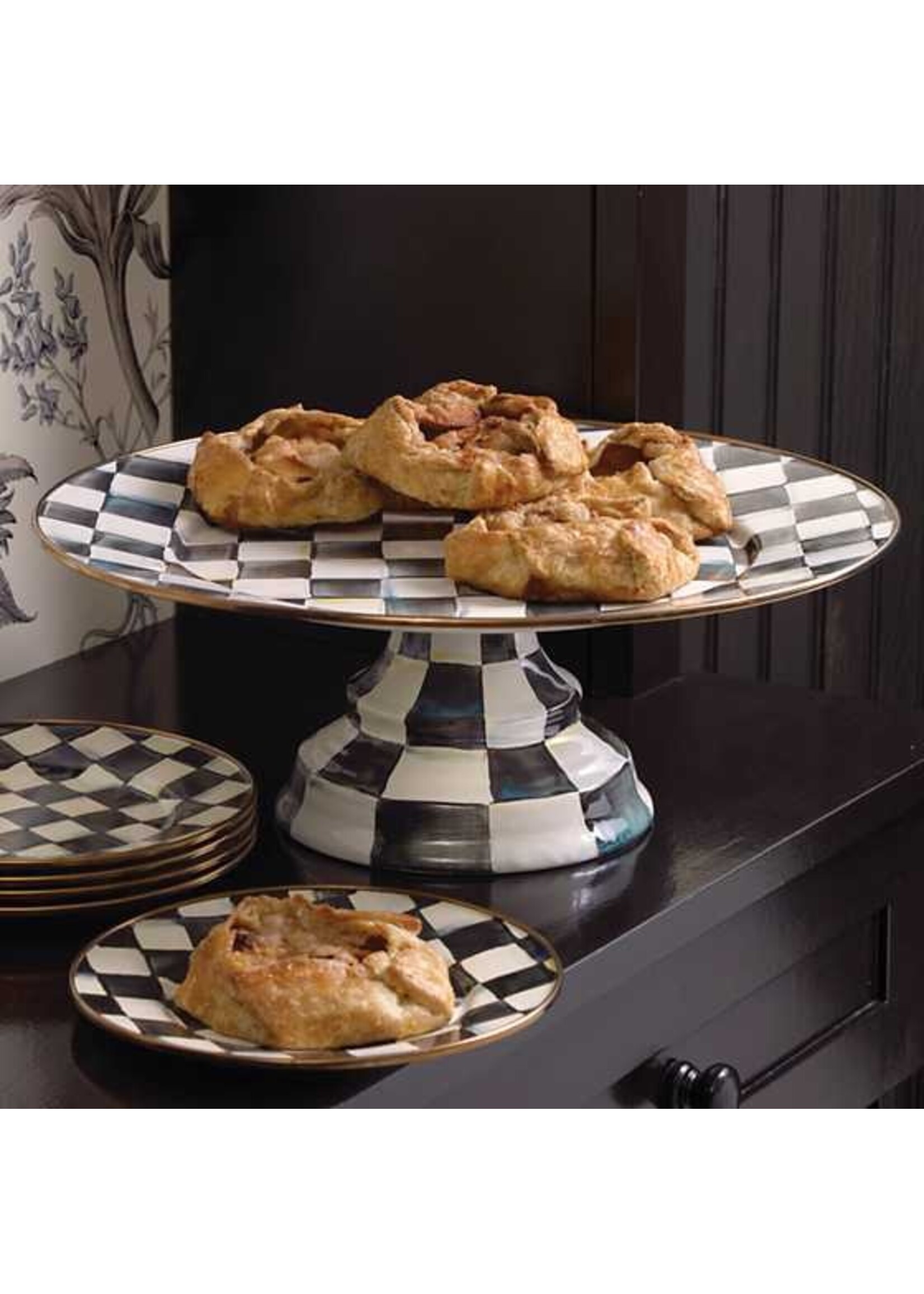 Mackenzie-Childs Courtly Check Large Pedestal Platter