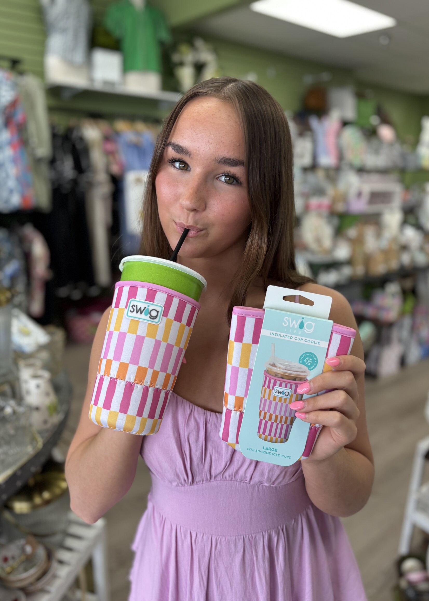 swig Sherbet Stripe Large Iced Cup Coolie