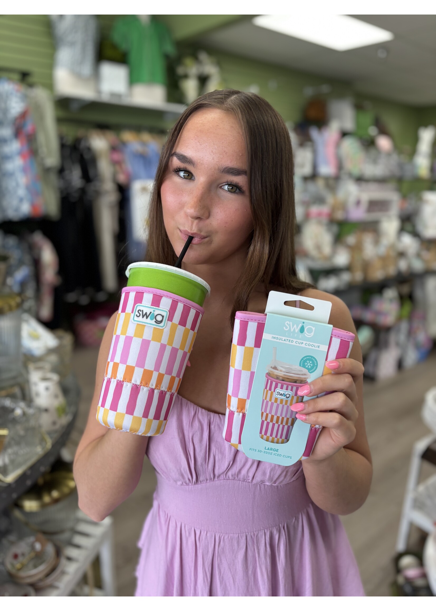 swig Sherbet Stripe Large Iced Cup Coolie