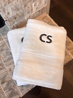 CB Station IOW Set of 2 Monogrammed White Bath Towels