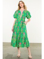 THML Puff Sleeve Flower Print Maxi Dress