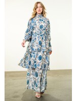 THML Smocked Waist Tiered Floral Maxi Dress