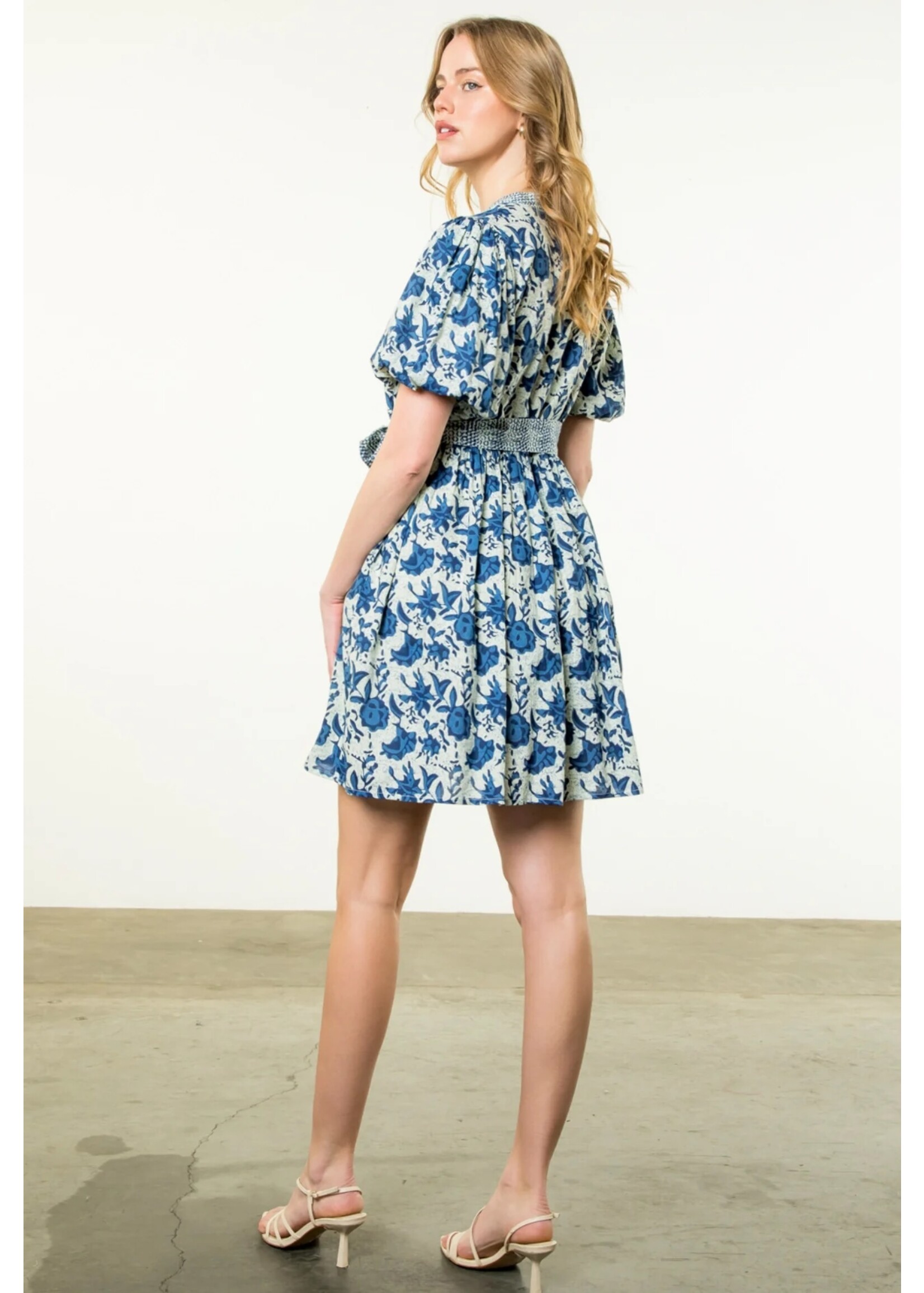 THML Puff Sleeve Print Dress