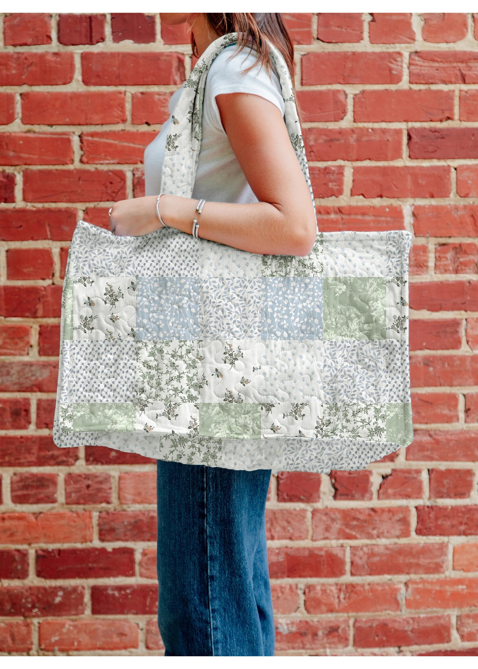 Ida Mae Home Waverly Patchwork Blue Quilted Tote Bag