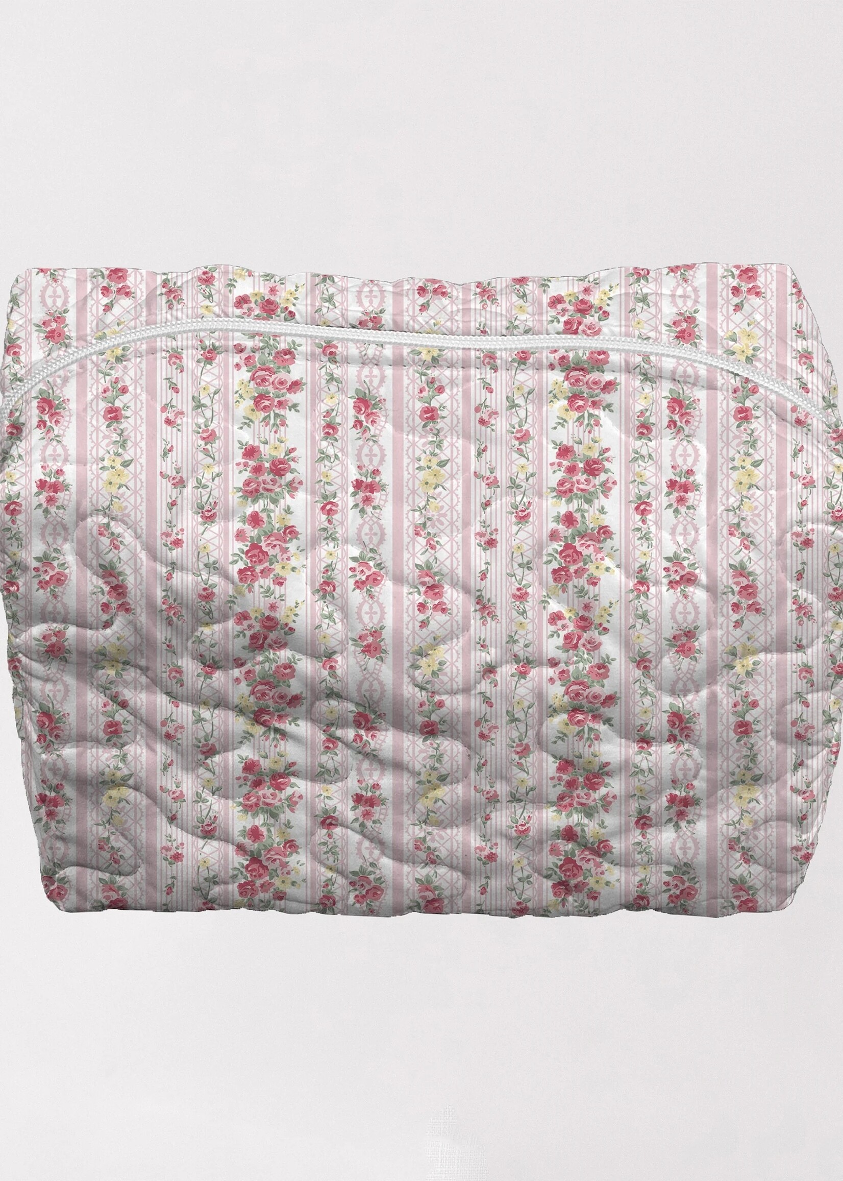 Ida Mae Home Wilshire Stripe Pink Quilted Large Makeup Bag