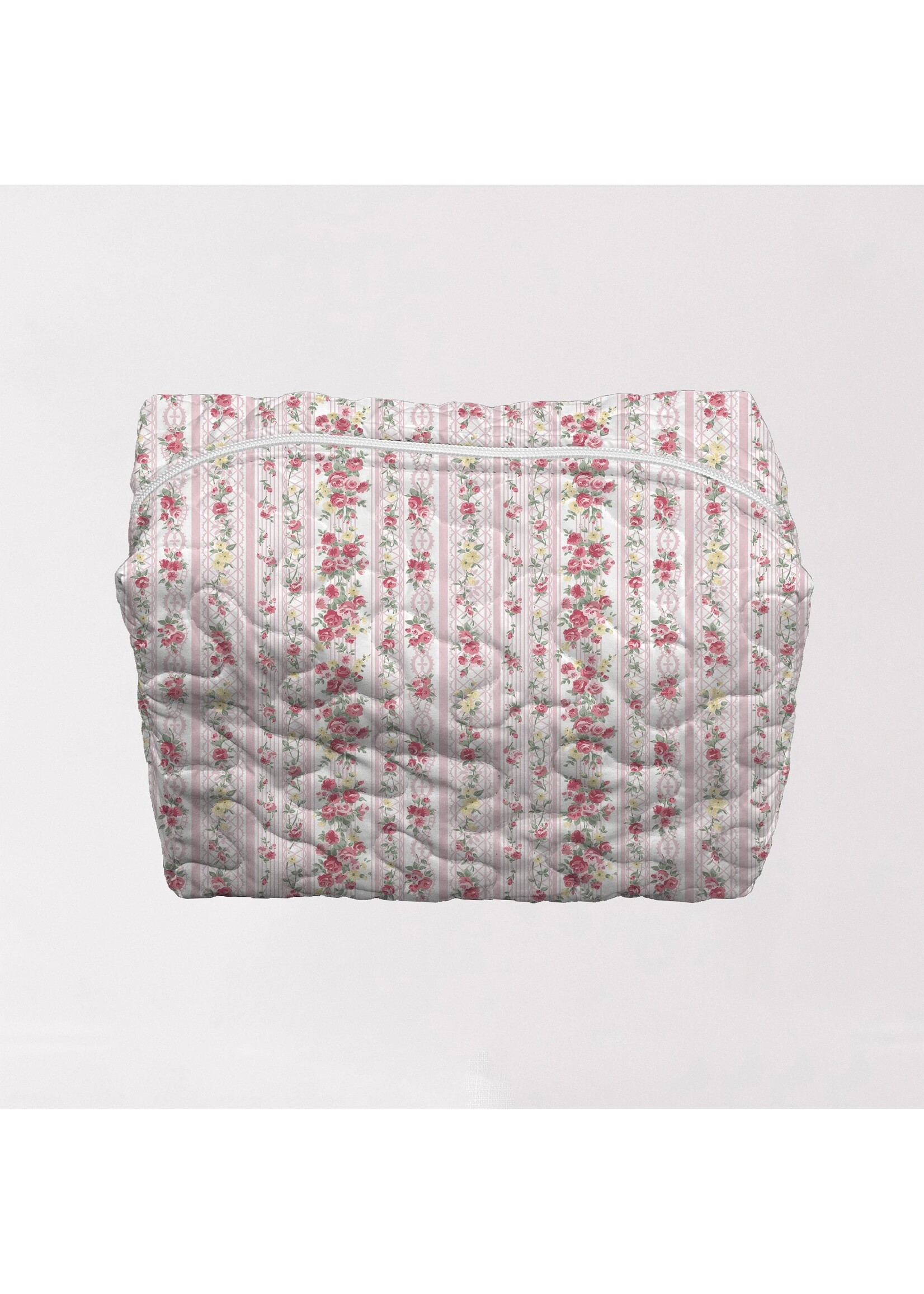 Ida Mae Home Wilshire Stripe Pink Quilted Large Makeup Bag
