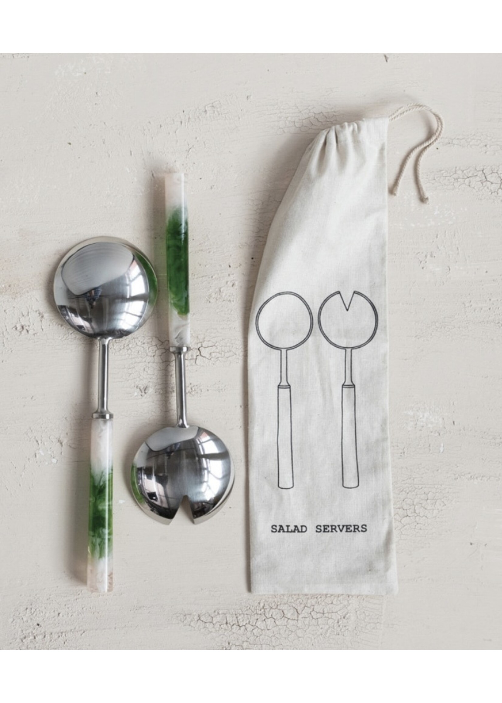 Creative Co-op Stainless Steel Salad Servers, Set of 2
