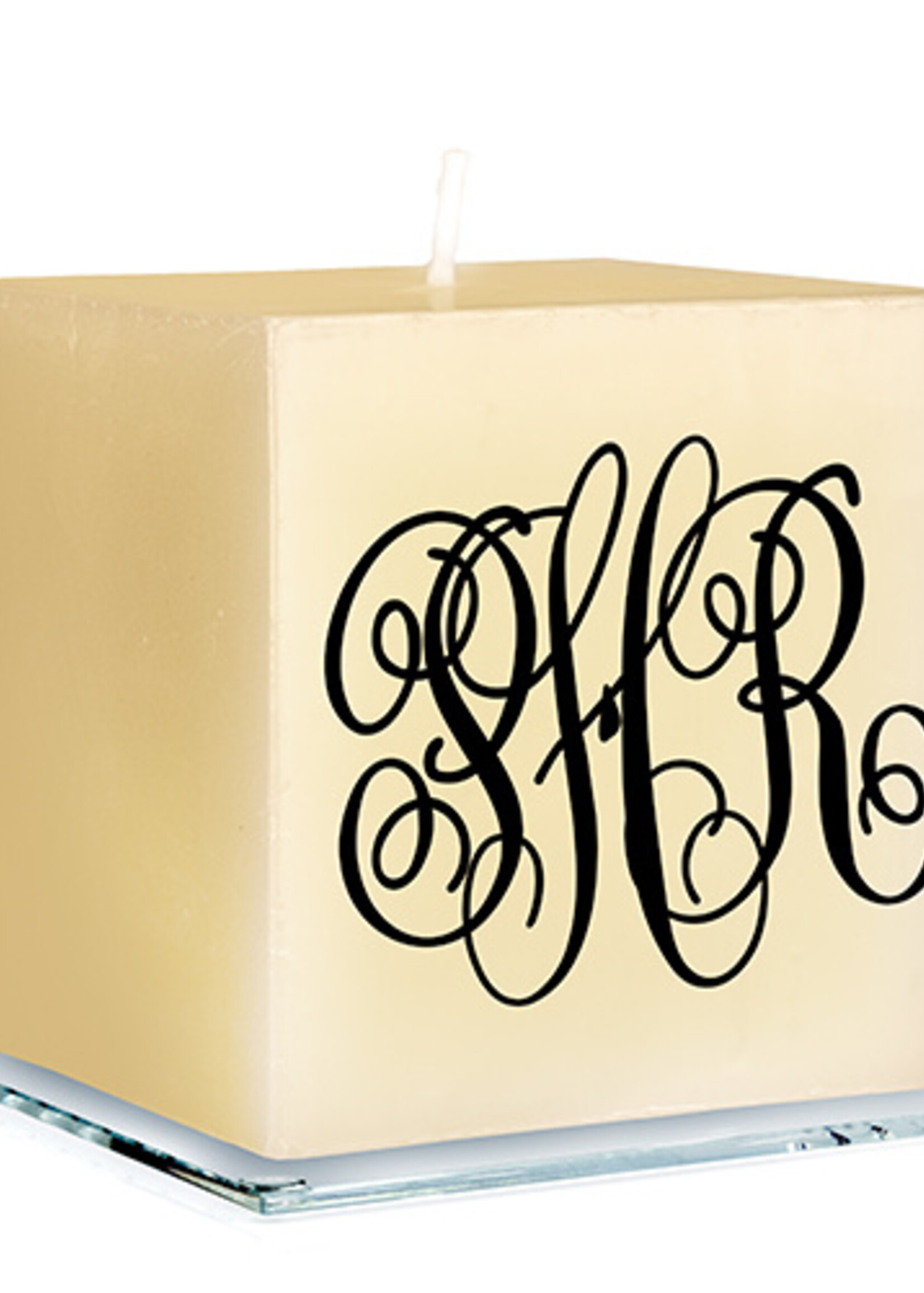 Embossed Graphics Monogrammed Candle with Holder