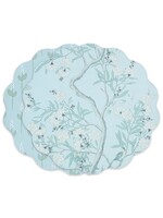 beatriz ball VIDA Chinoiserie Reversible Round Placemats Set of 4 Lt Teal & White