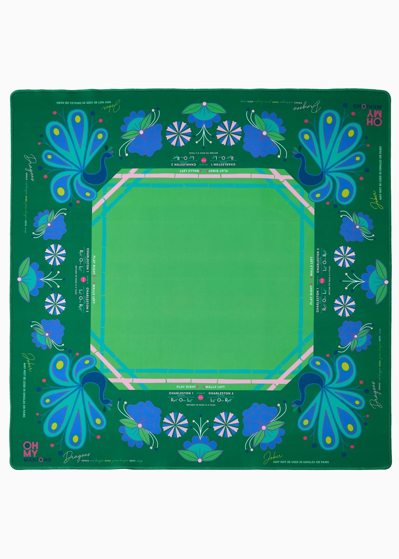Oh My Mahjong Birdie Green Mahjong Mat